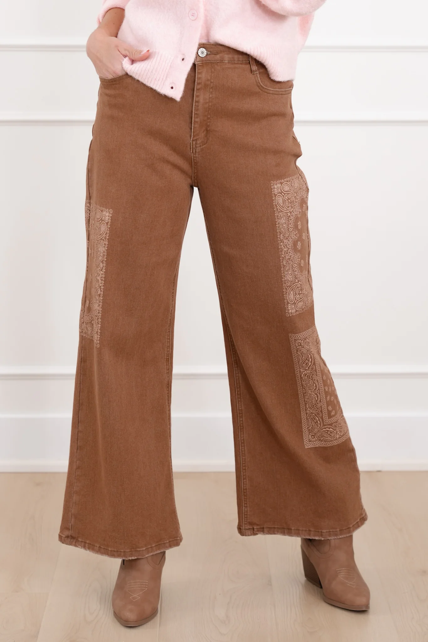 Bandana Print High Waist Jeans - Image 4