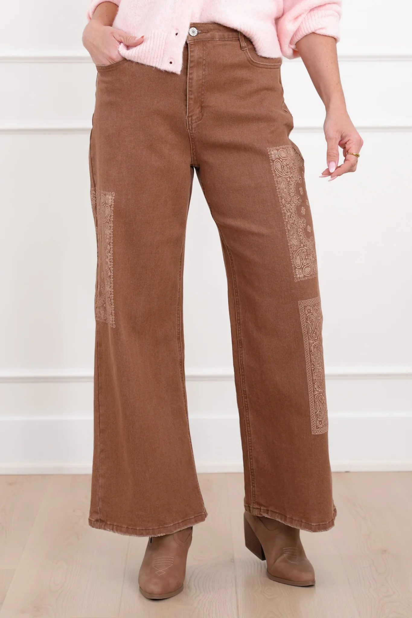 Bandana Print High Waist Jeans - Image 7
