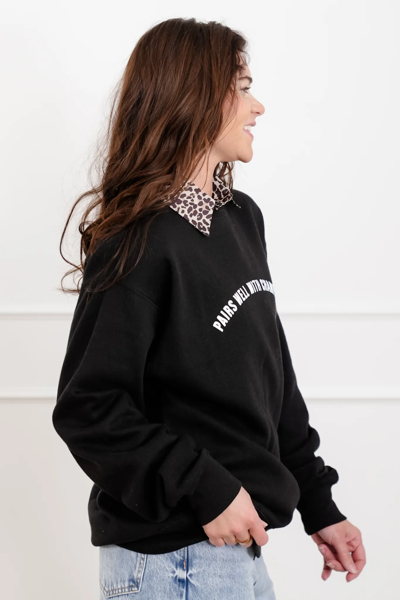 Black Long Sleeve "Pairs Well With Champagne" Sweatshirt - Image 4