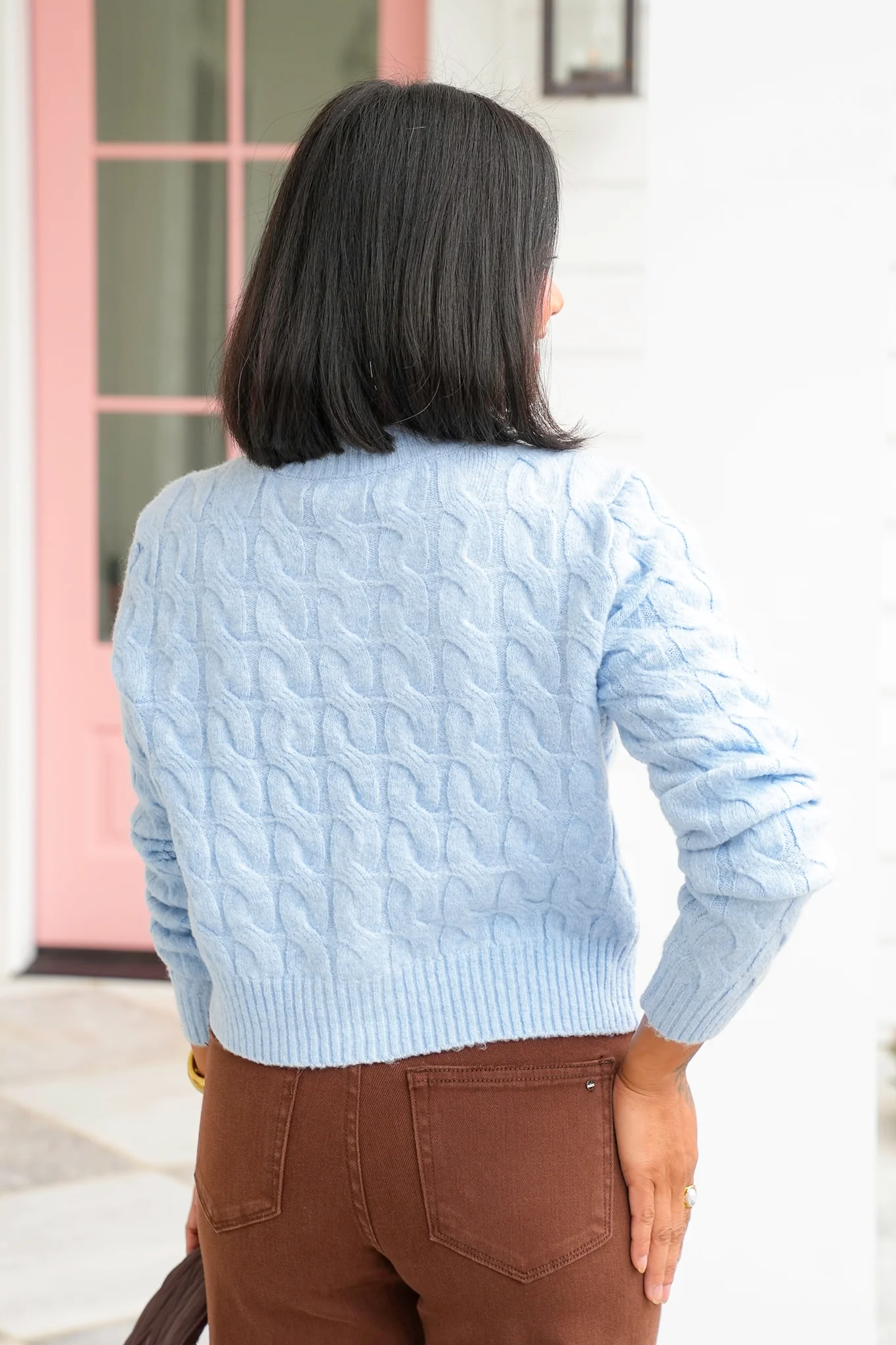Cable Knit Long Sleeve V-Neck Cardigan - Image 10