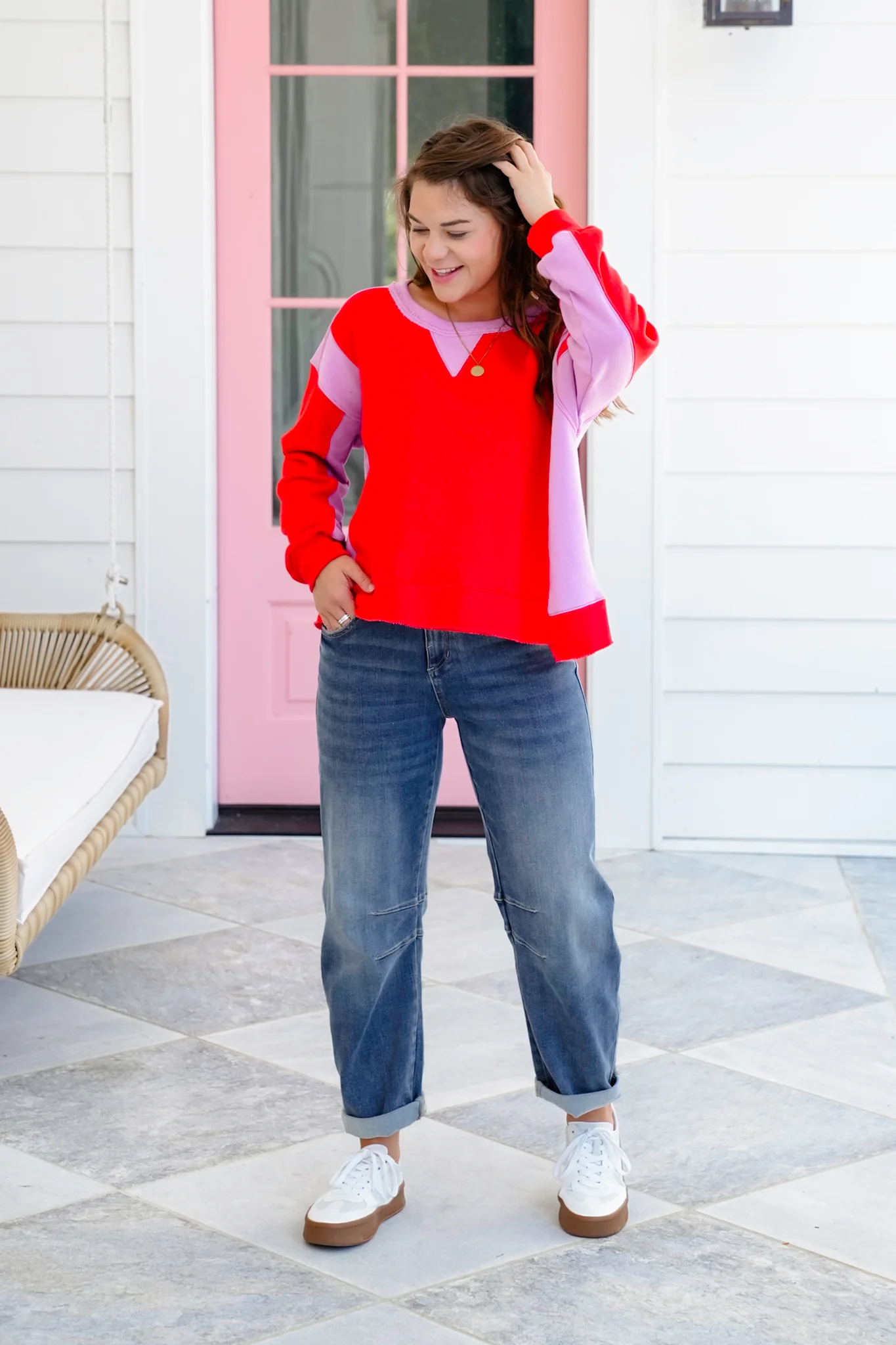 Restock! Color Block Long Sleeve Pullover Sweatshirt - Image 4