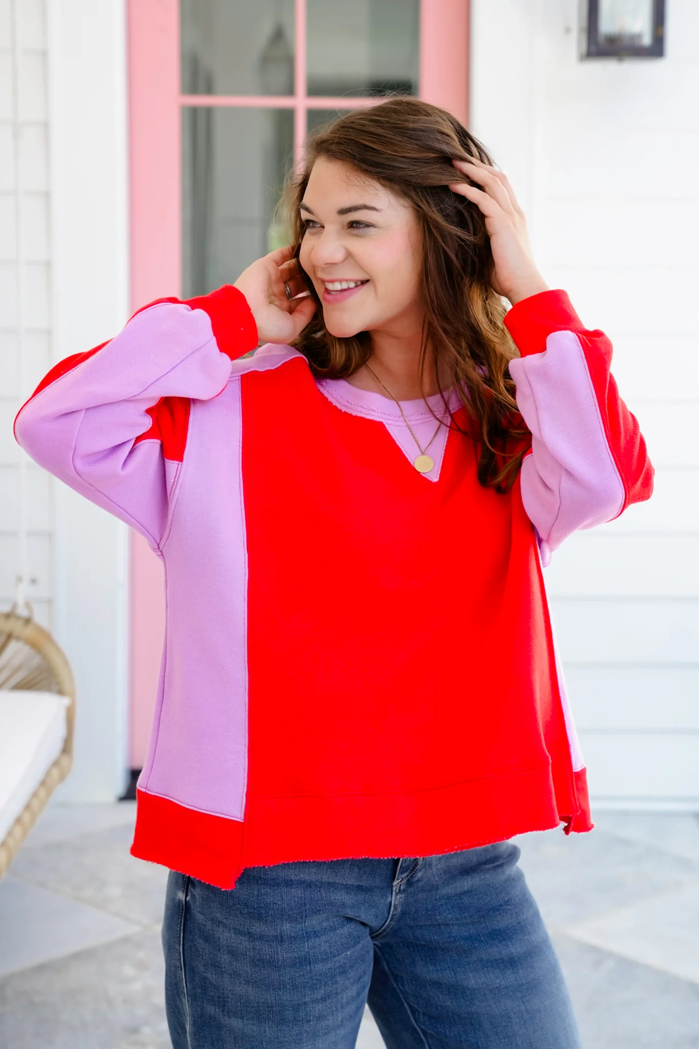 Restock! Color Block Long Sleeve Pullover Sweatshirt - Image 5