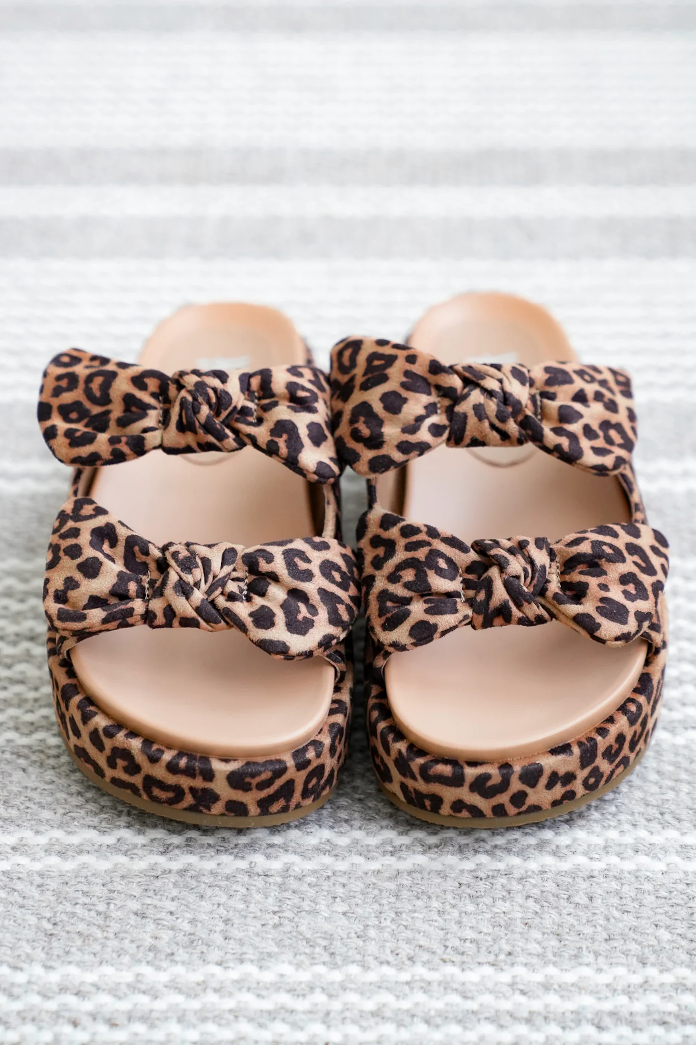 Corky's "Lil Bit Knotty" Animal Print Vegan Leather Platform Slides with Bow Accent - Image 2