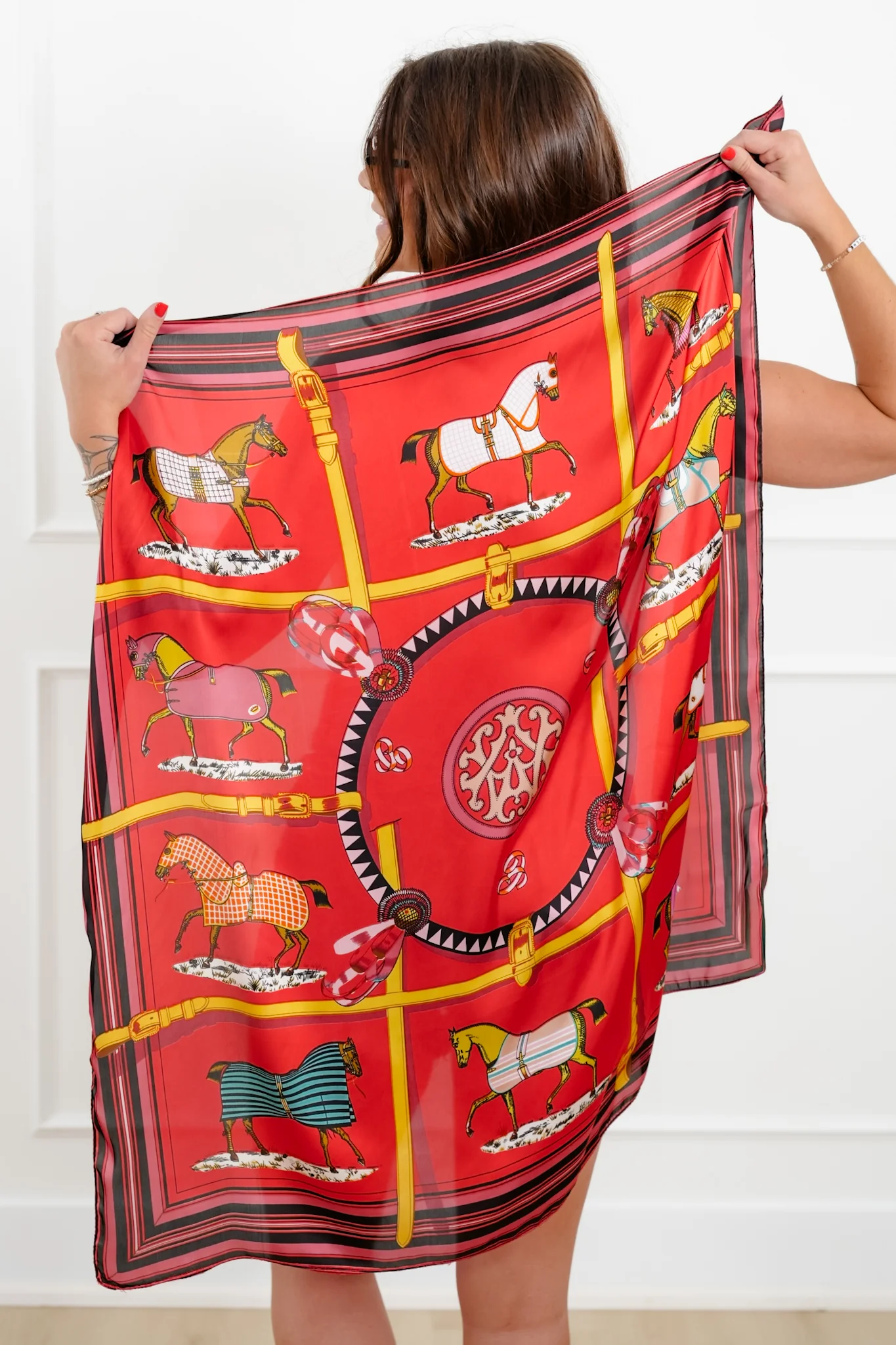 German Fuentes Horse Pattern Medium Scarf - Image 2