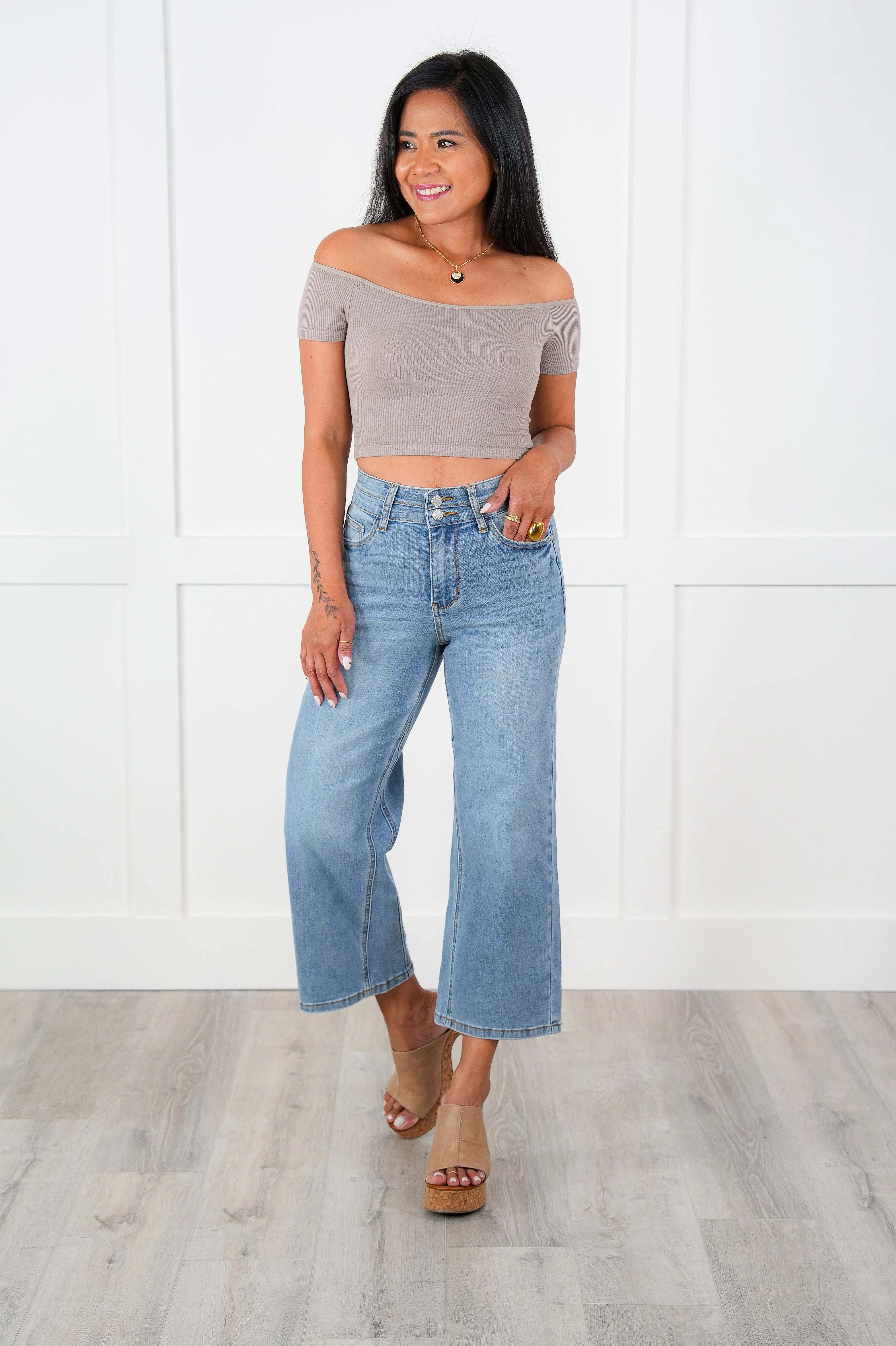 Judy Blue Double the Cool Cropped Wide Leg Jeans - Image 4