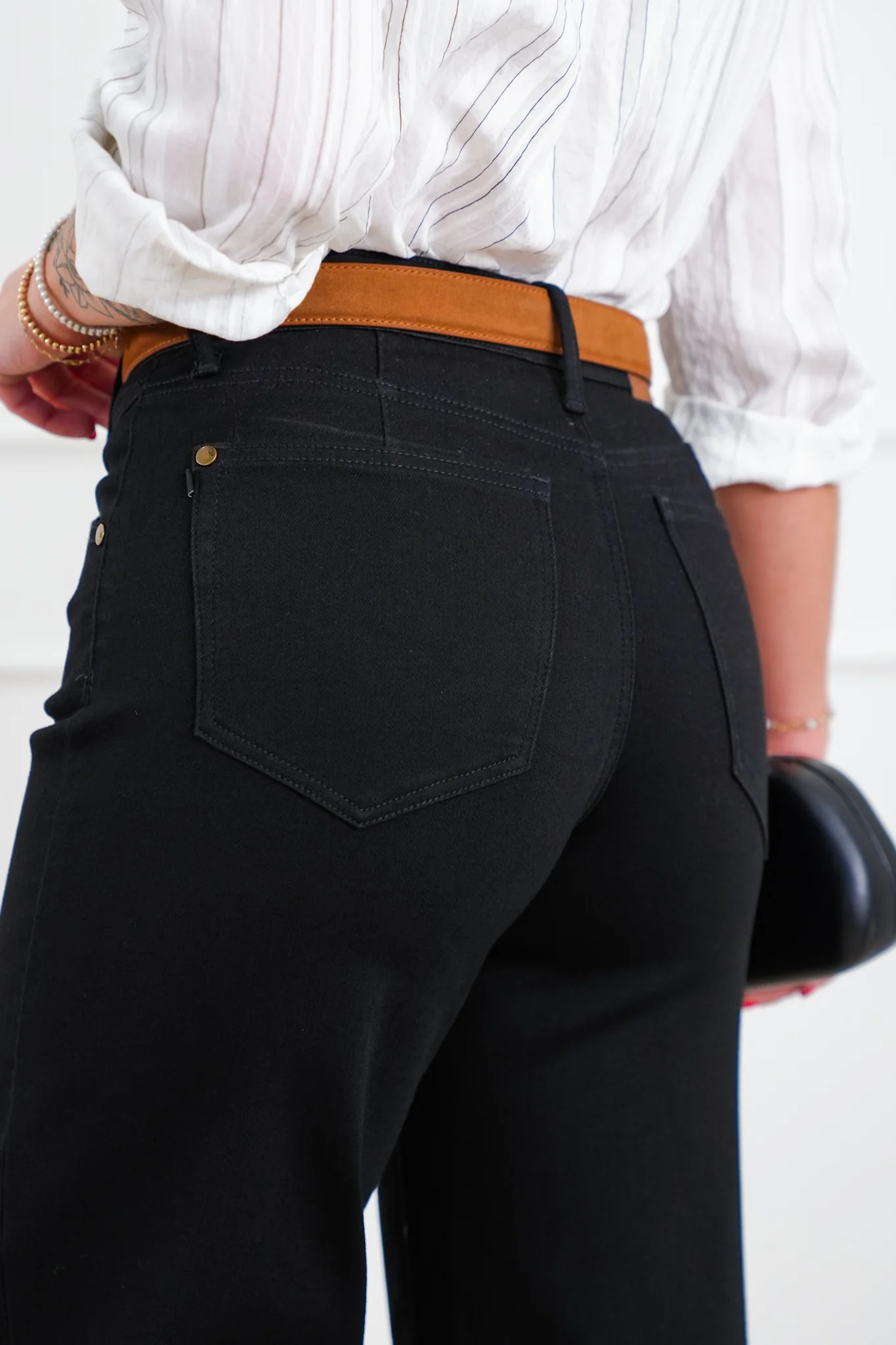 Judy Blue High Rise Black Retro Wide Leg Jeans with Slimming Yoke Seaming - Image 5