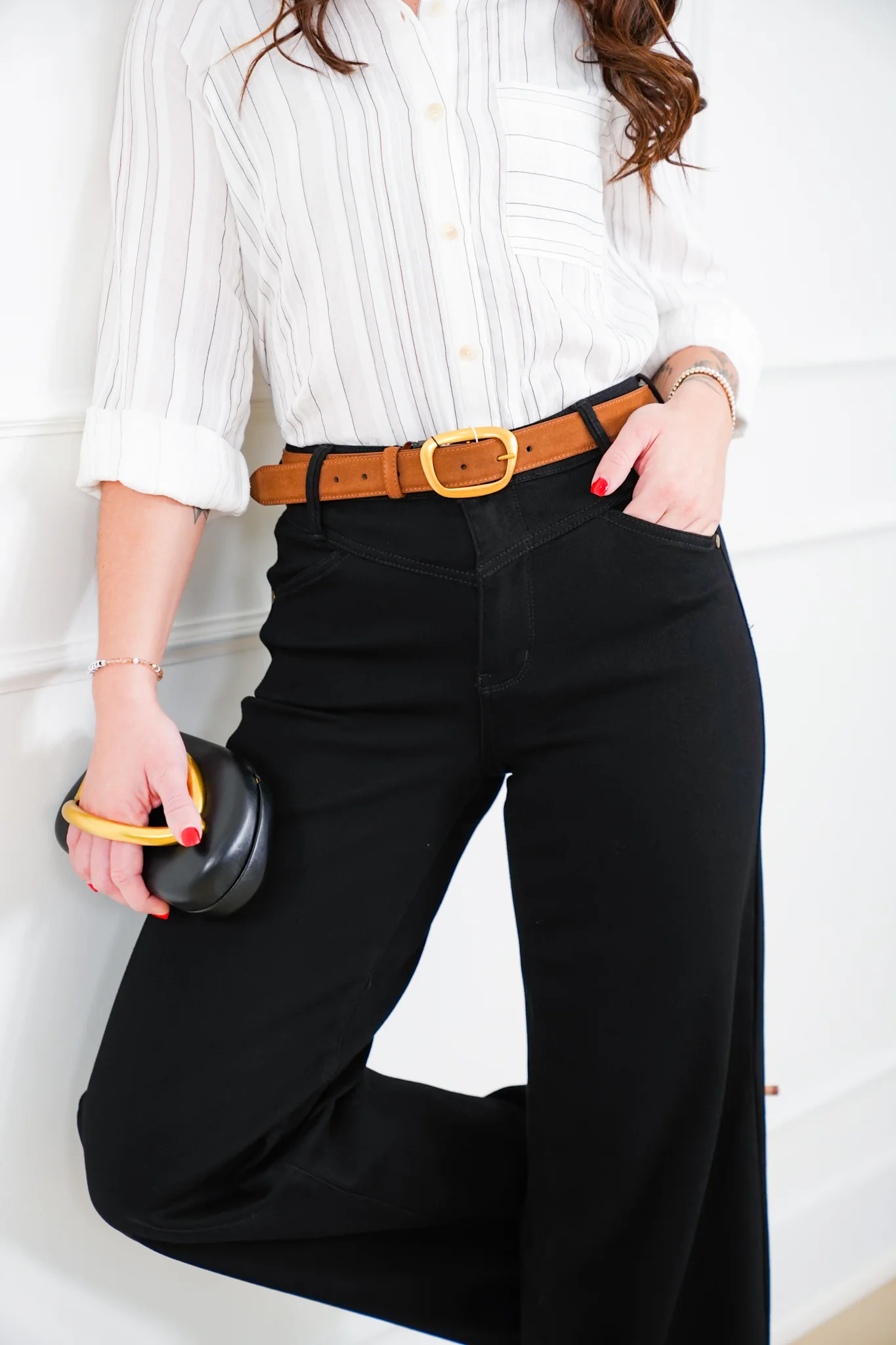 Judy Blue High Rise Black Retro Wide Leg Jeans with Slimming Yoke Seaming - Image 6