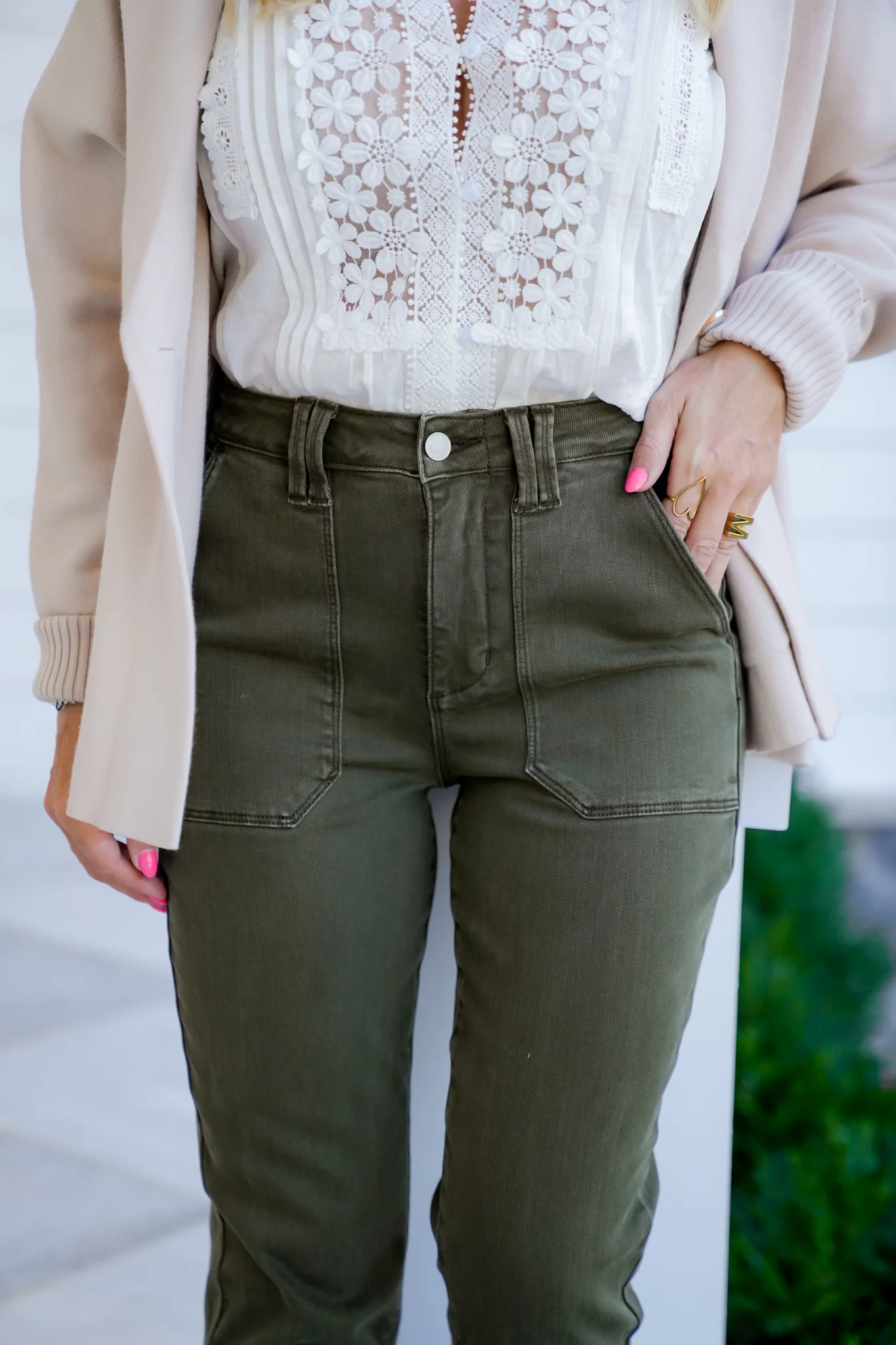 Judy Blue High Rise Green Cuffed Jeans - Image 4