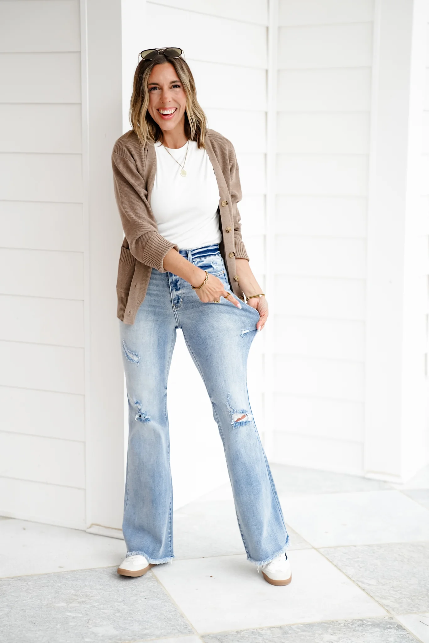 Judy Blue High Tide High Rise Light Wash Distressed Flare Jeans with Shield Pockets - Image 13