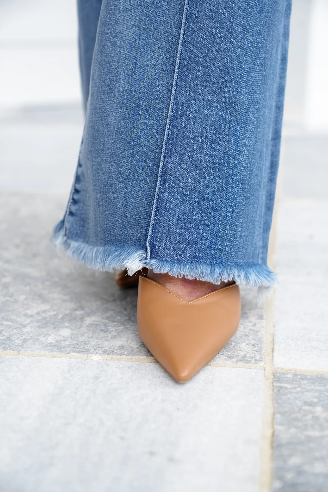 Judy Blue The Ophelia High Rise Medium Wash Flare Jeans with Frayed Hem and Pintuck Front Seam - Image 17
