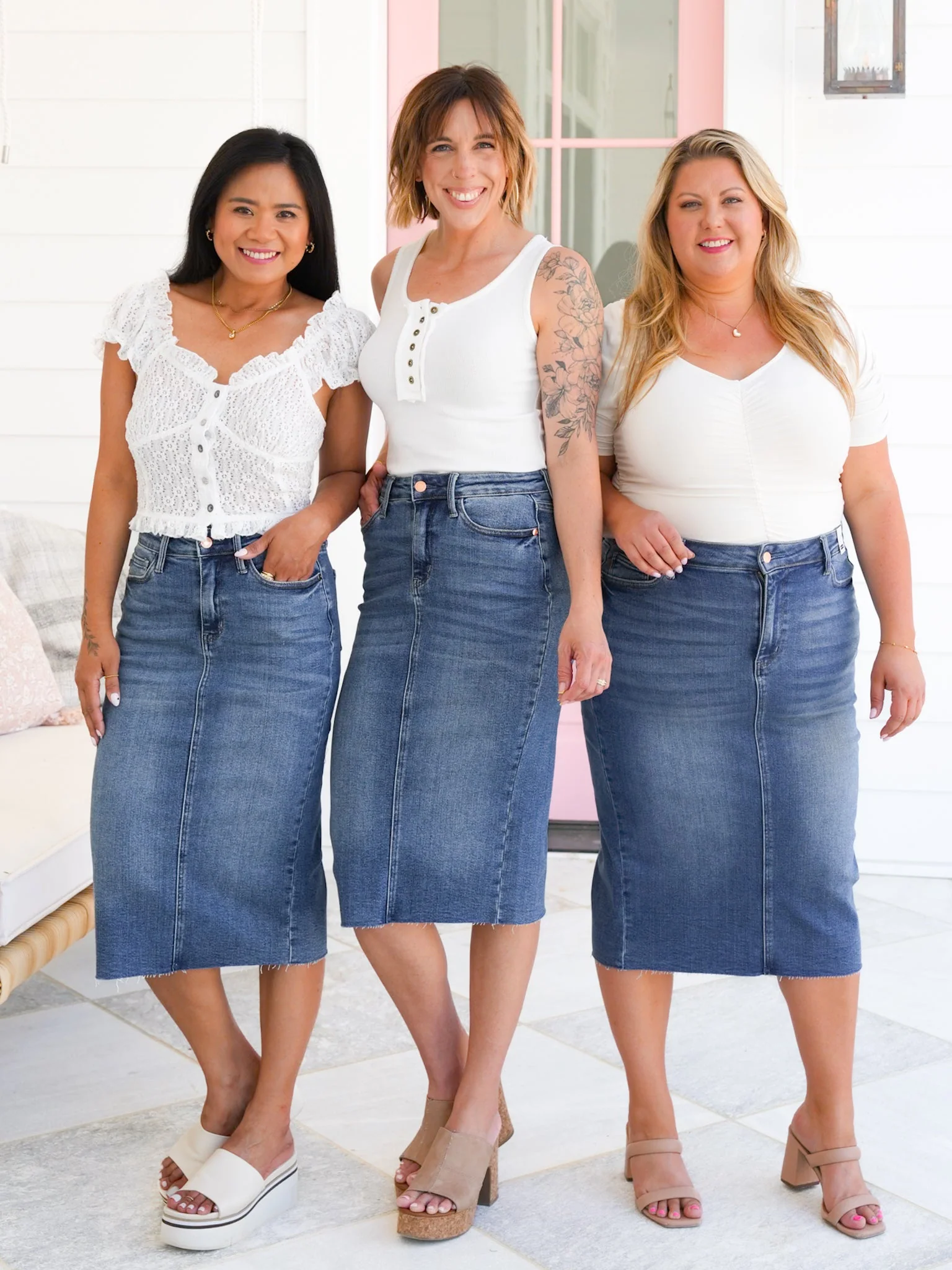 Judy Blue High Rise Medium Wash Mid Length Skirt - Image 3