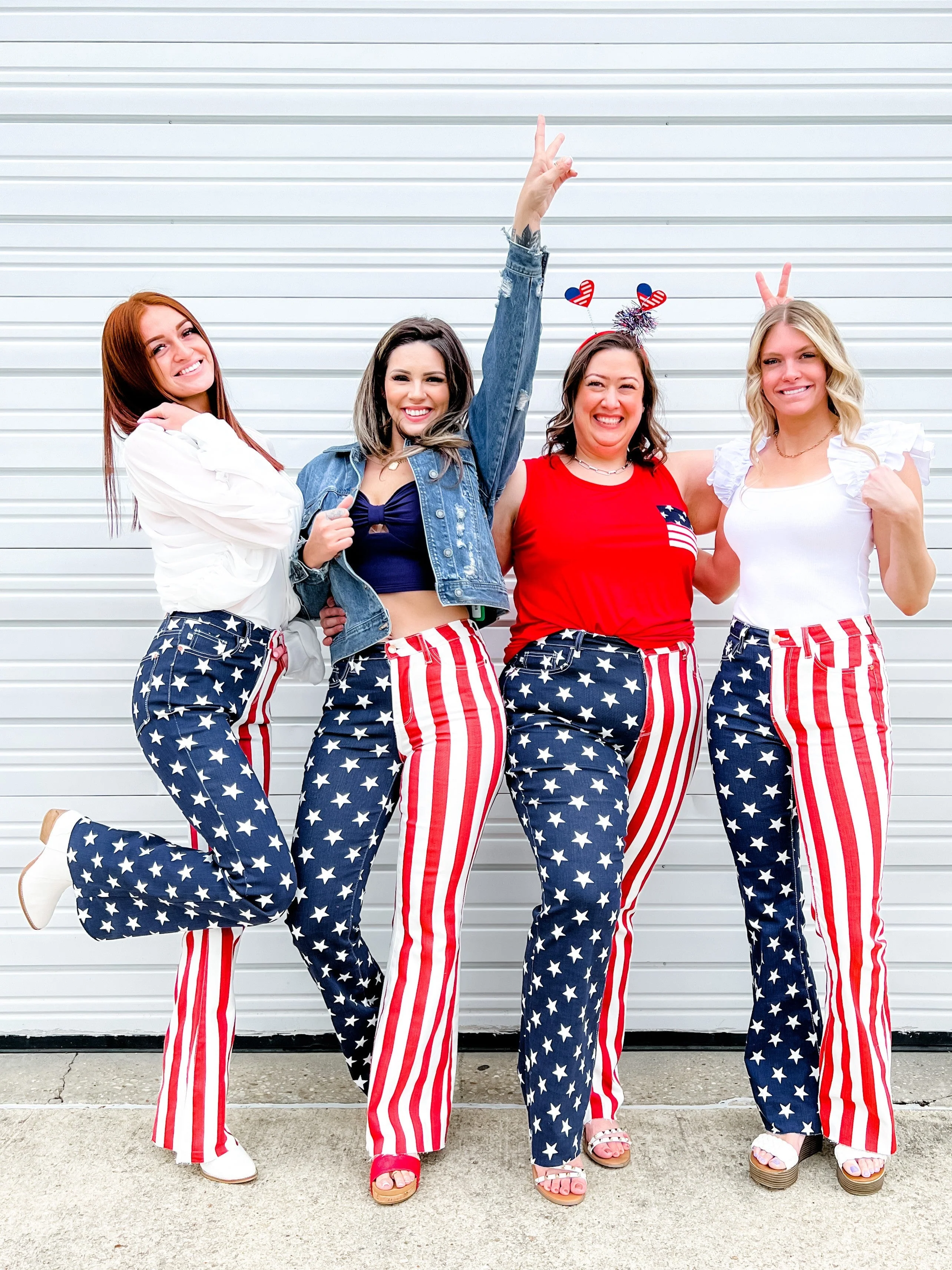 Judy Blue High Rise Stars and Stripes Print Raw Hem Flare Jeans - Image 19