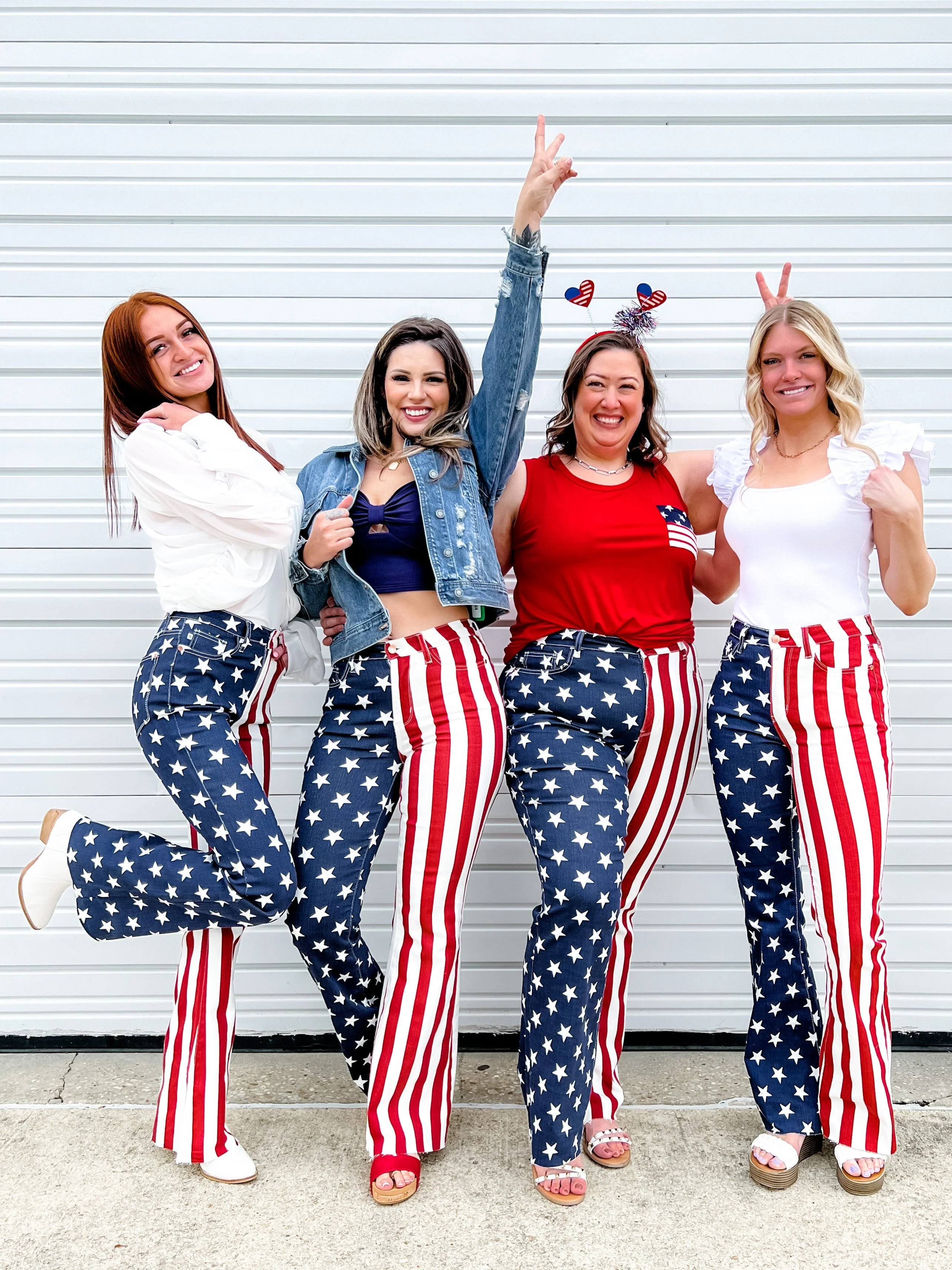 Judy Blue High Rise Stars and Stripes Print Raw Hem Flare Jeans - Image 5