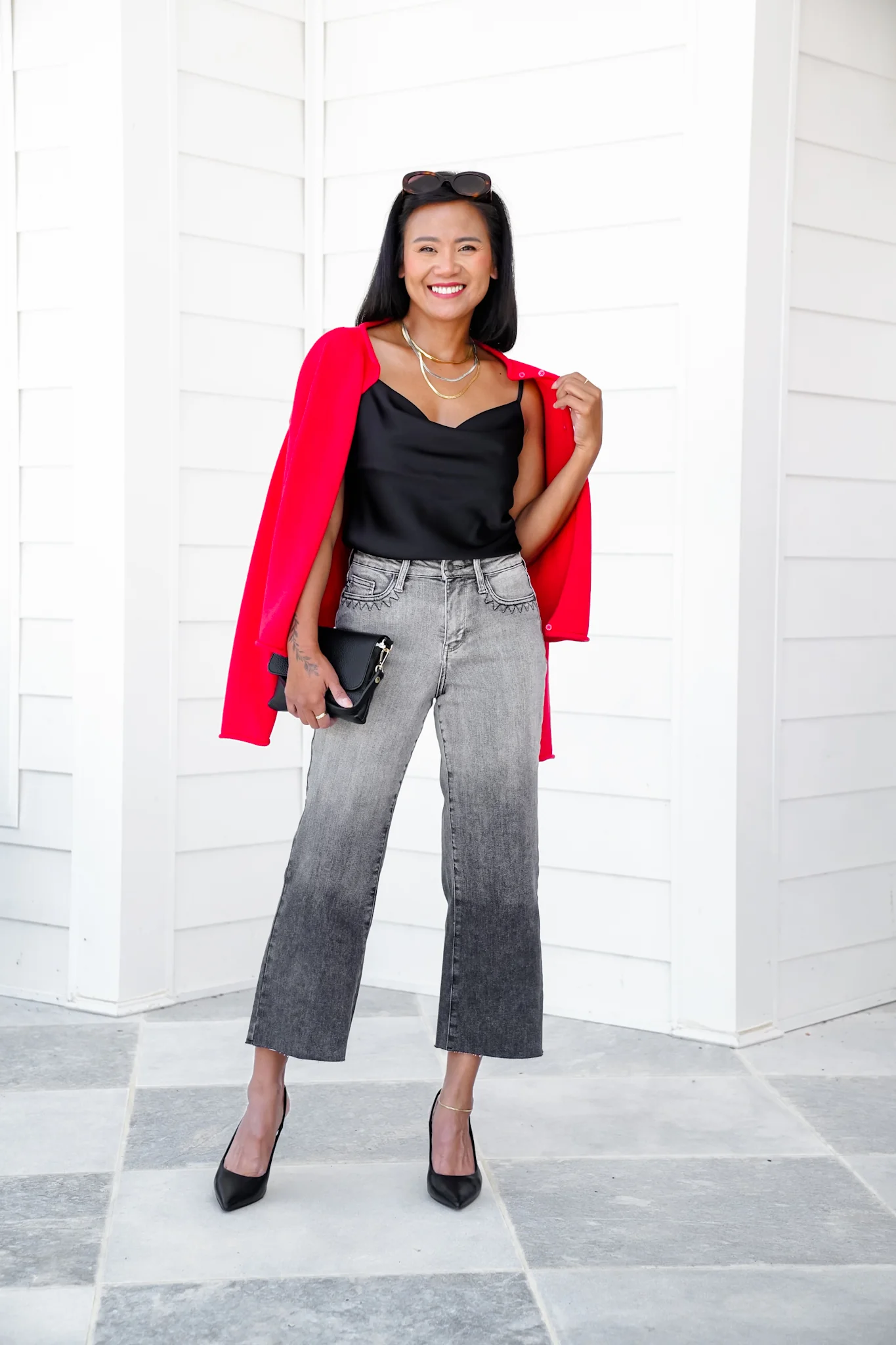 Judy Blue High Rise Vintage Grey Wash Cropped Wide Leg Jeans with Front Pocket Embroidery - Image 11