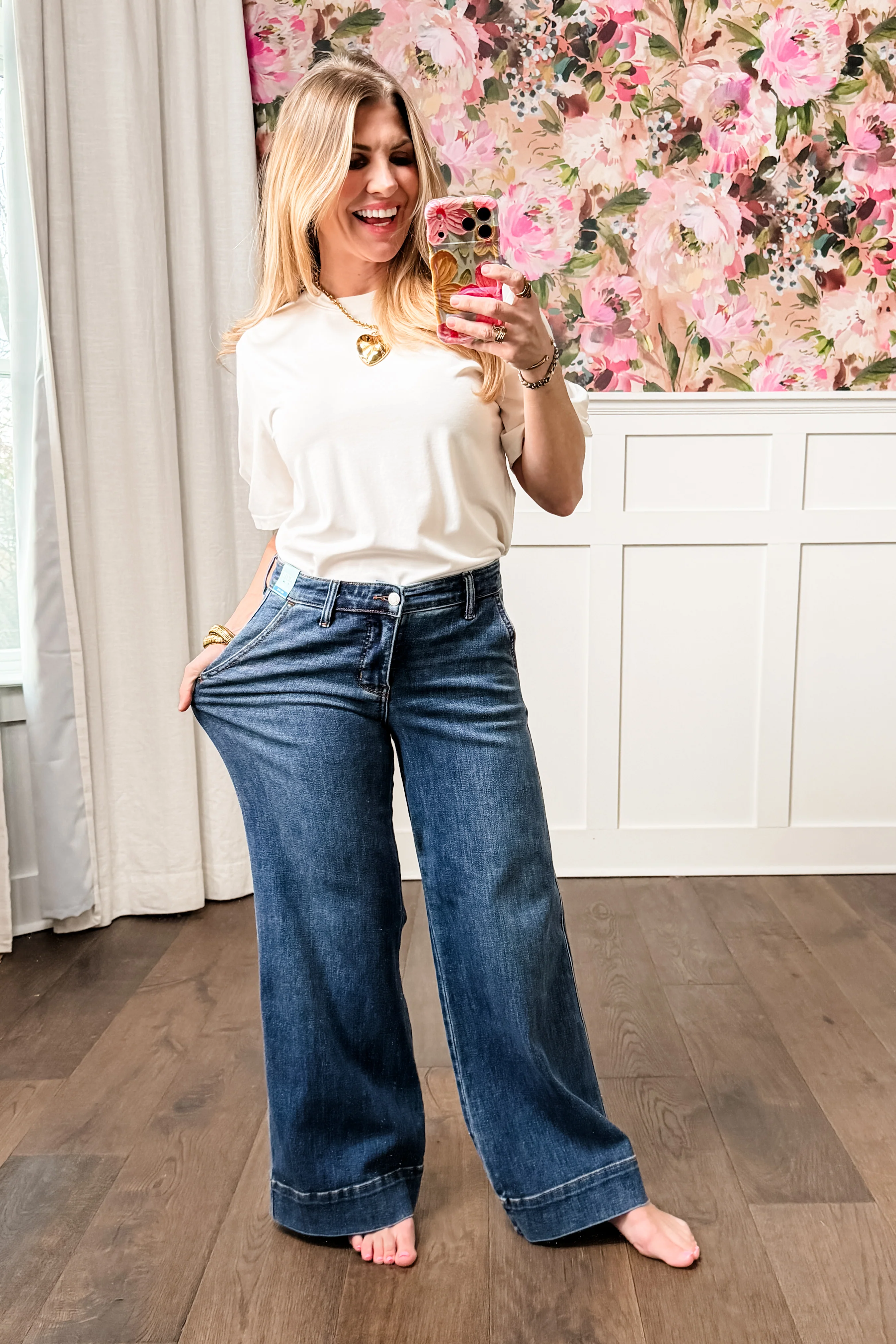 Judy Blue The Rory Petite/Reg Mid Rise Dark Wash Retro Wide Leg Trouser Jeans - Image 3