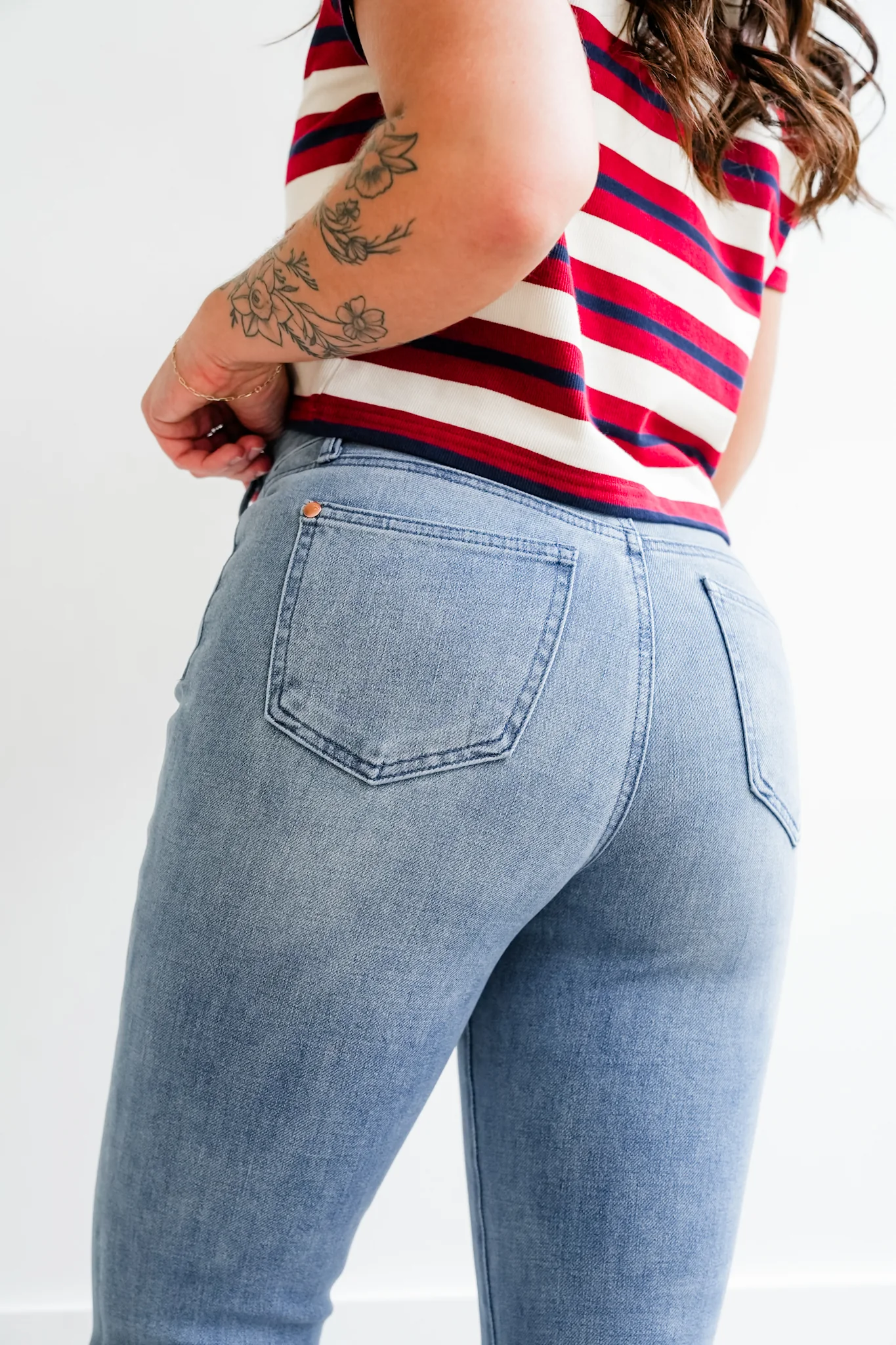 Judy Blue Mid Rise Medium Wash Bootcut Jeans with Front Patch Pockets - Image 11