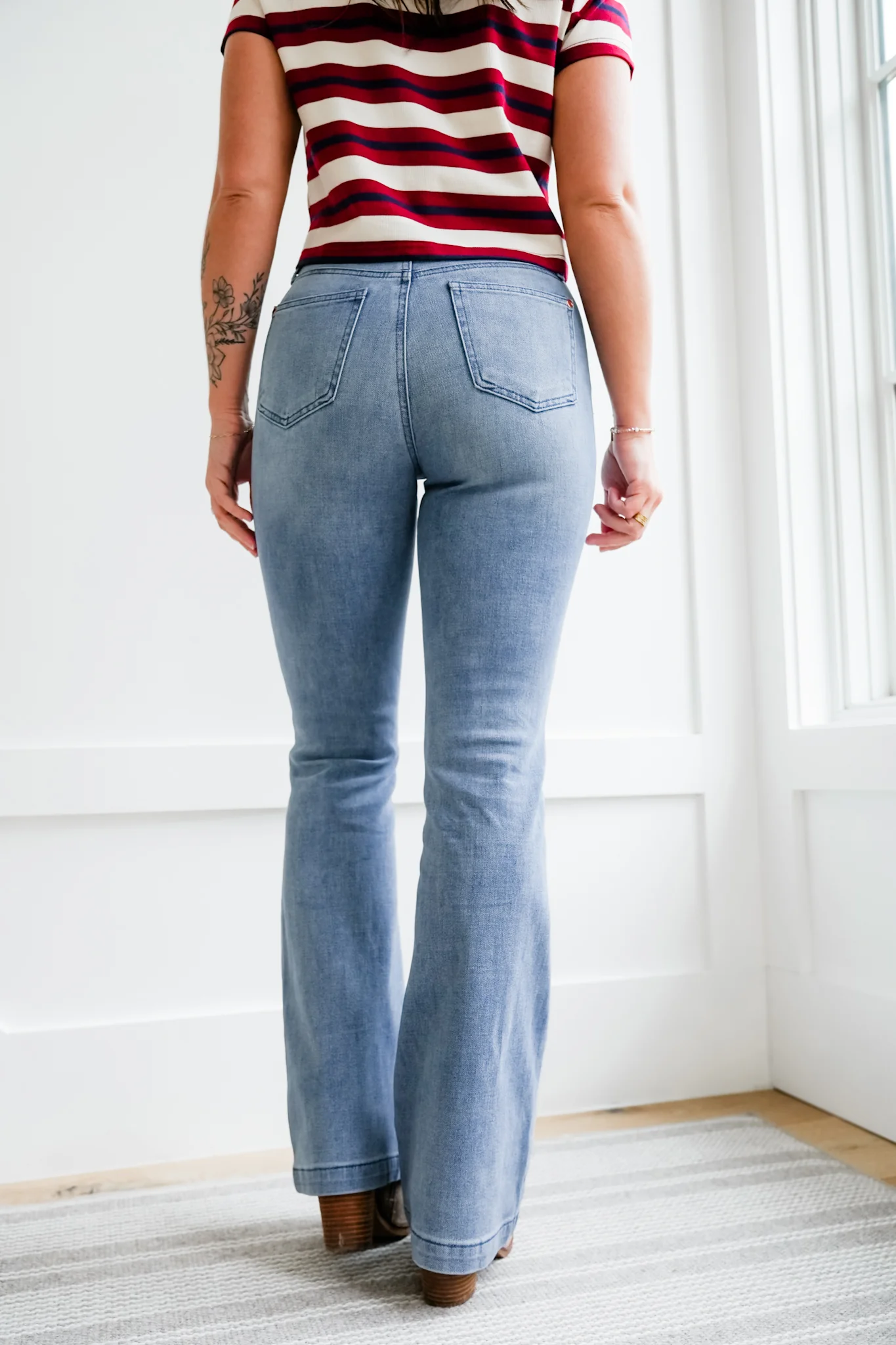 Judy Blue Mid Rise Medium Wash Bootcut Jeans with Front Patch Pockets - Image 12