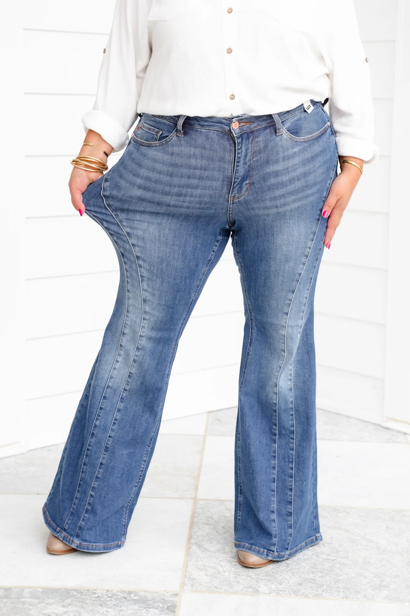 Judy Blue Golden Hour Mid Rise Flare Jeans with Double Angular Seam - Image 15