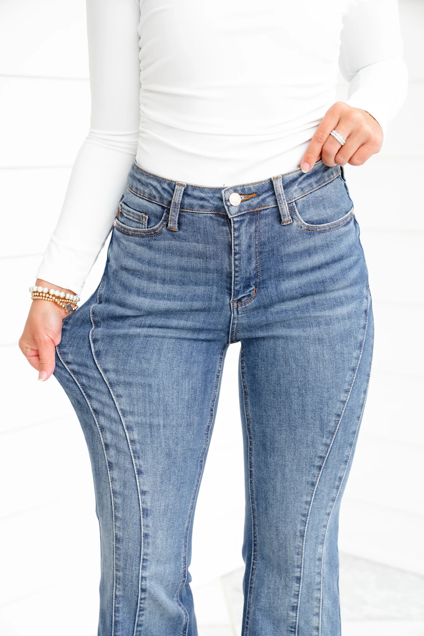 Judy Blue Golden Hour Mid Rise Flare Jeans with Double Angular Seam - Image 18