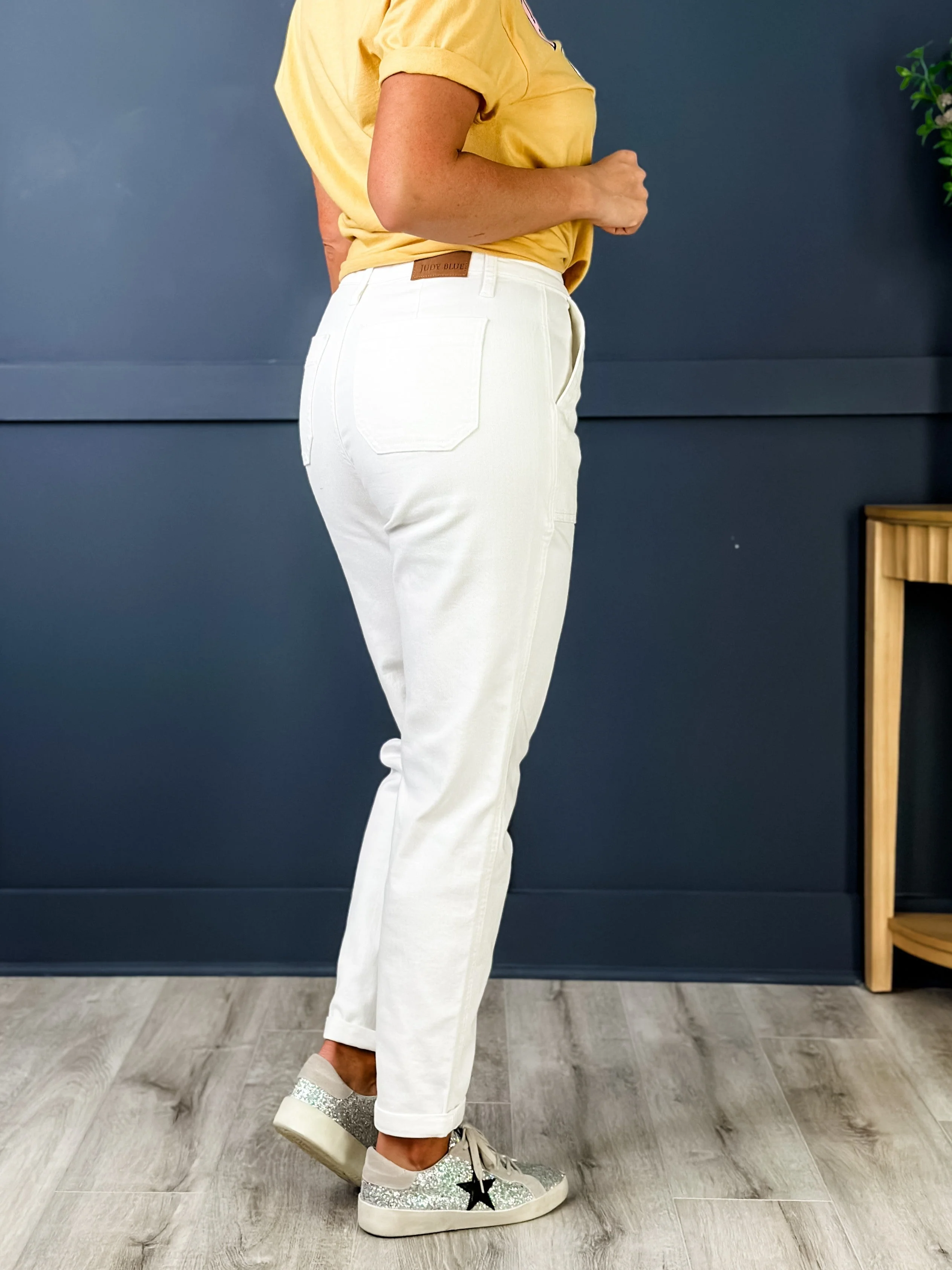 Judy Blue WHITE Airplane Mode High Rise White Cuffed Jogger - Image 29