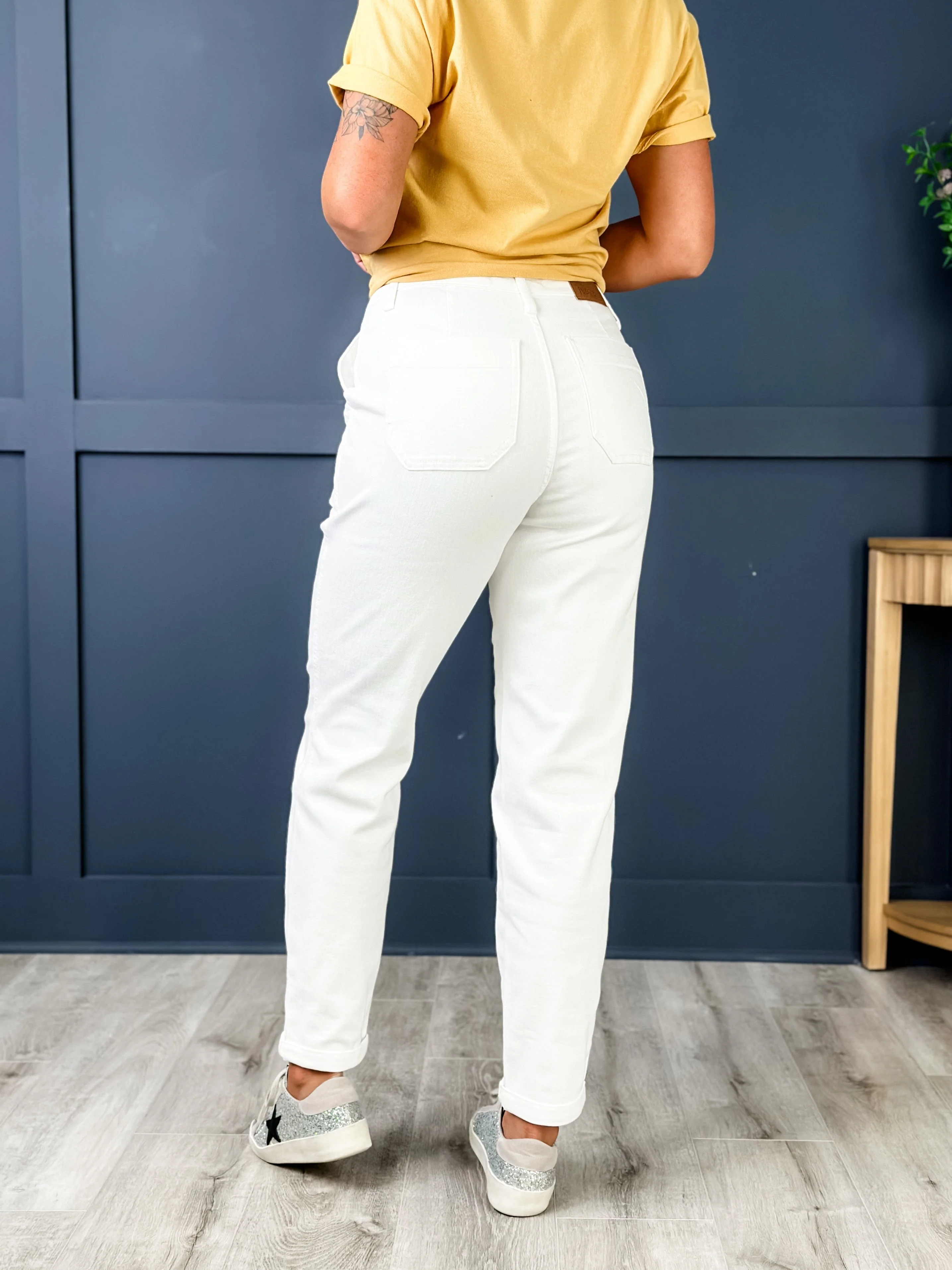 Judy Blue WHITE Airplane Mode High Rise White Cuffed Jogger - Image 30