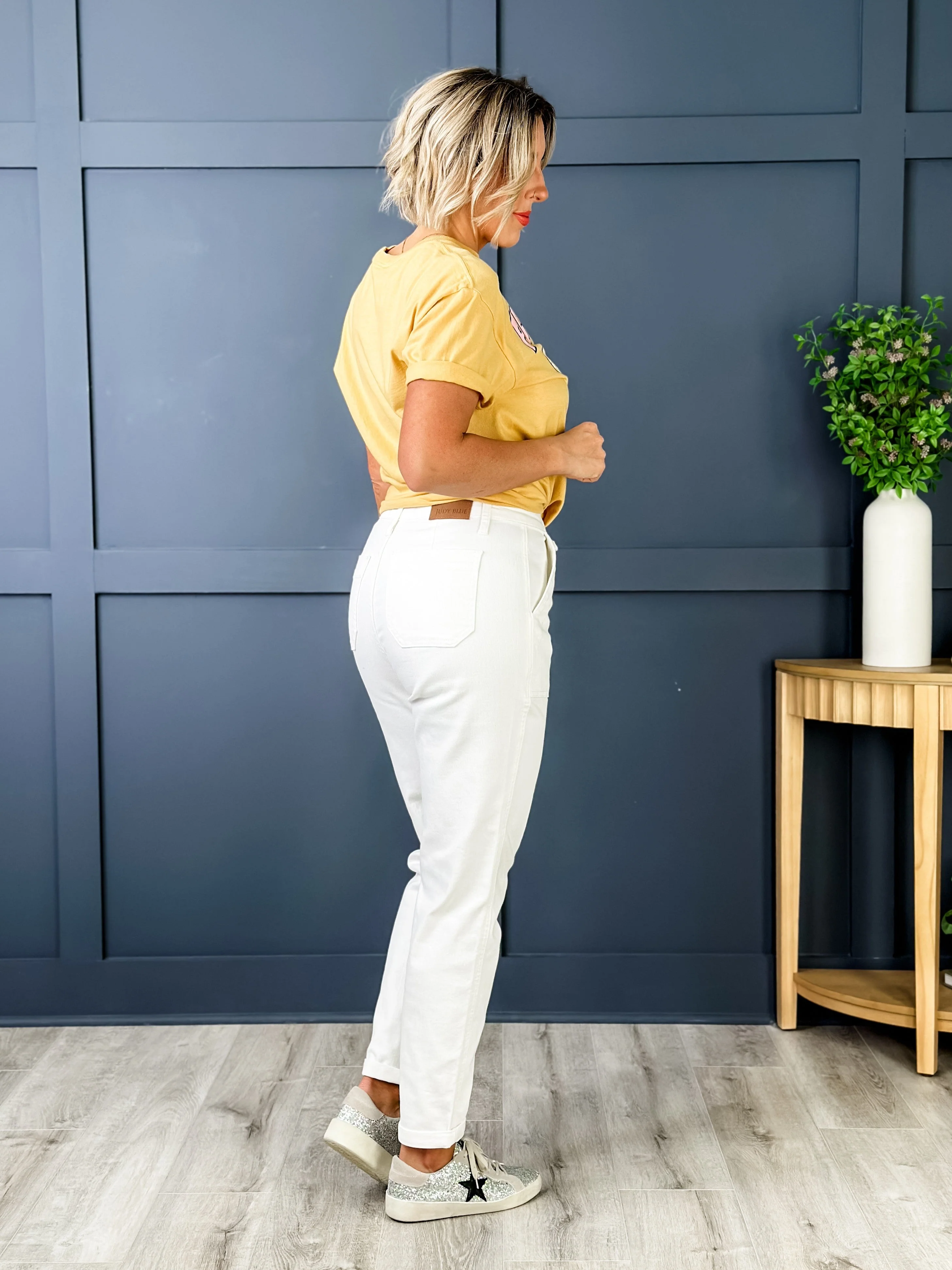 Judy Blue WHITE Airplane Mode High Rise White Cuffed Jogger - Image 31