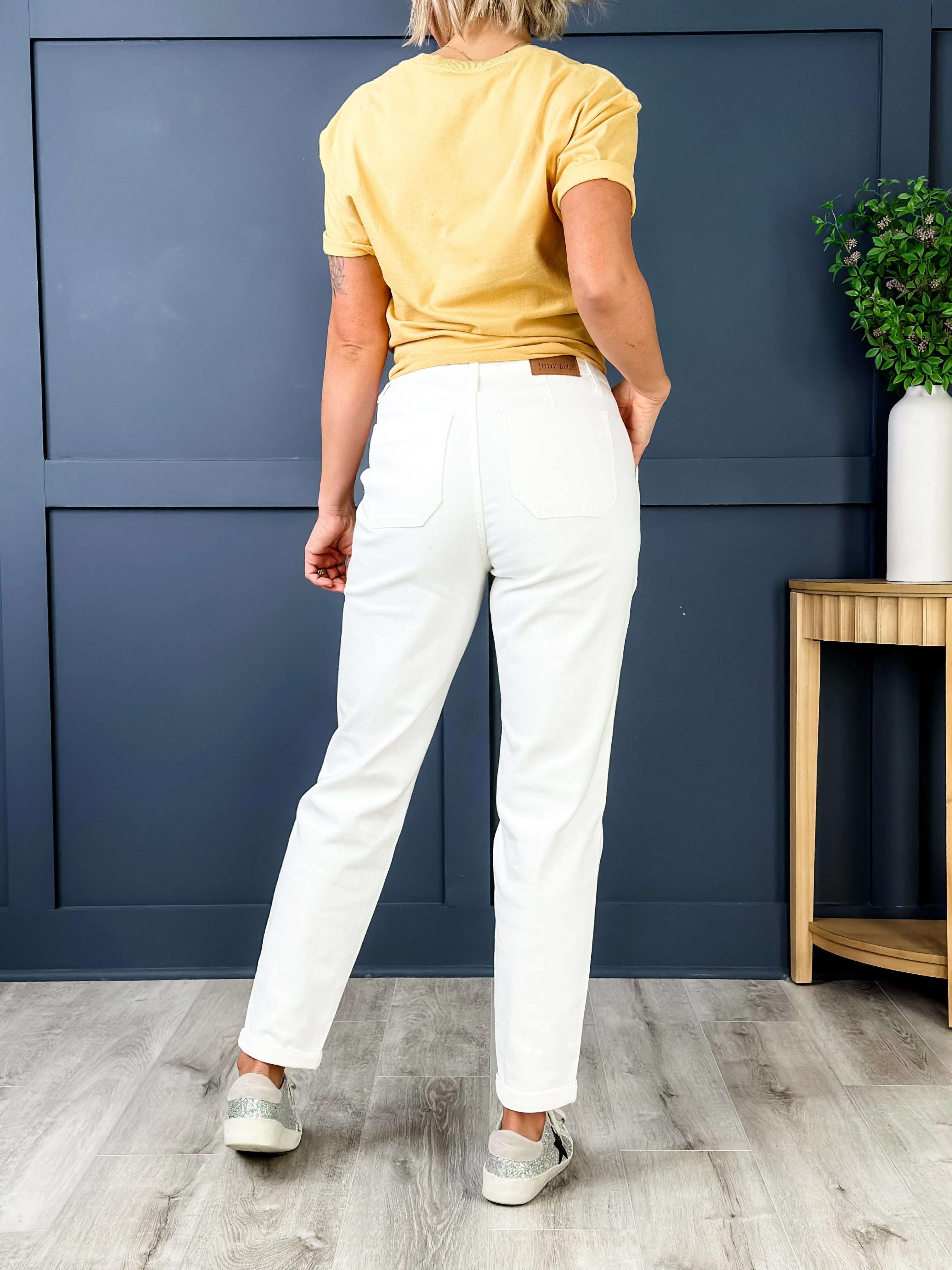 Judy Blue WHITE Airplane Mode High Rise White Cuffed Jogger - Image 32
