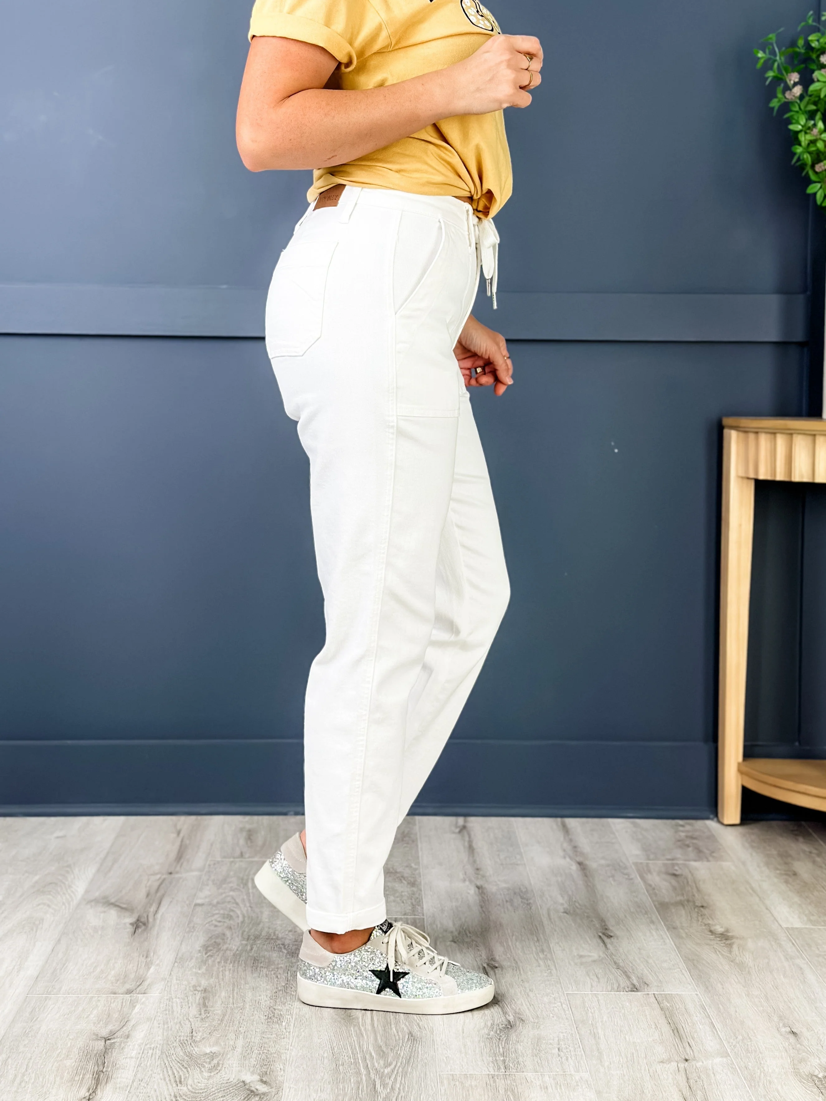 Judy Blue WHITE Airplane Mode High Rise White Cuffed Jogger - Image 34