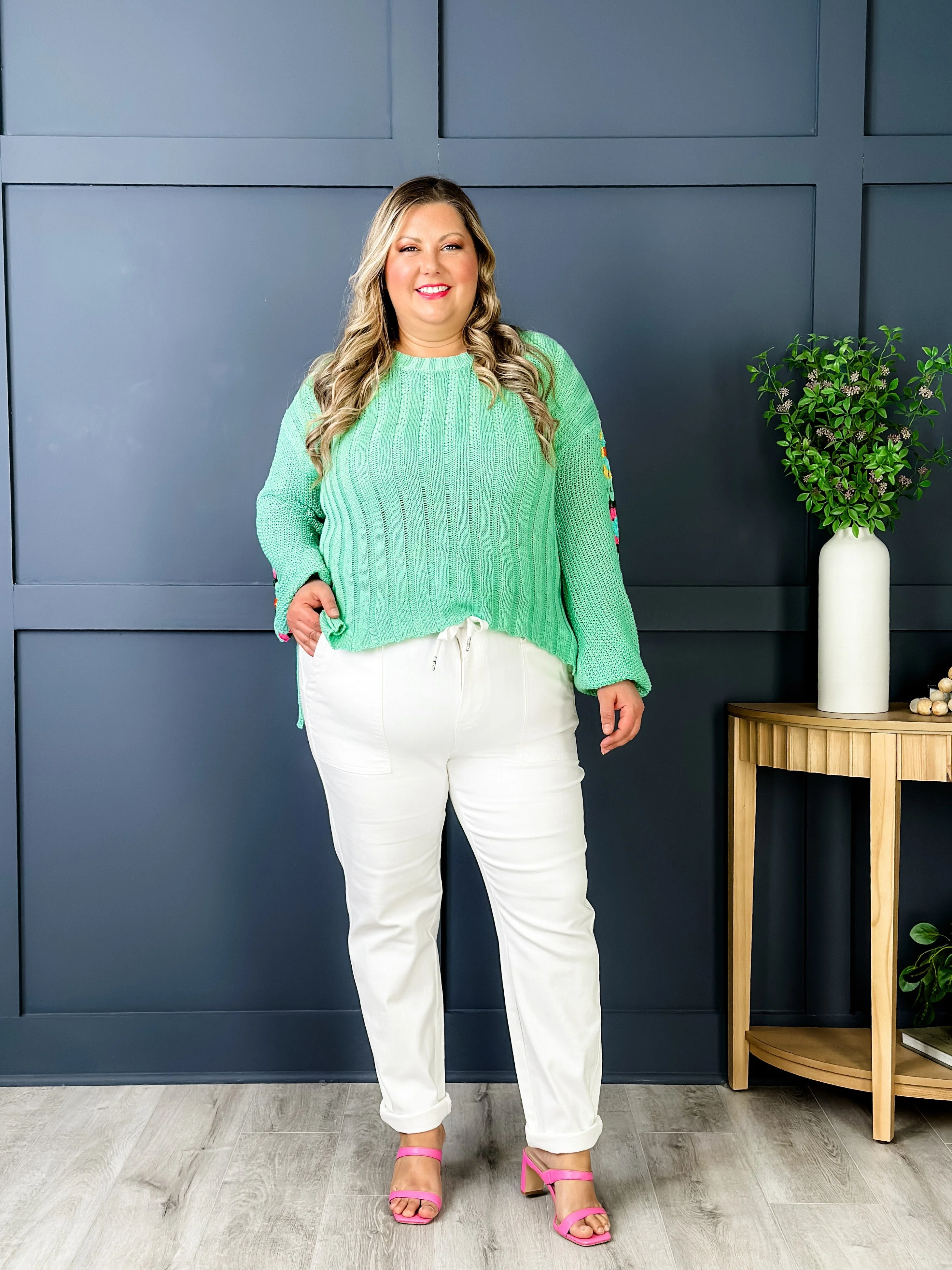 Judy Blue WHITE Airplane Mode High Rise White Cuffed Jogger - Image 39