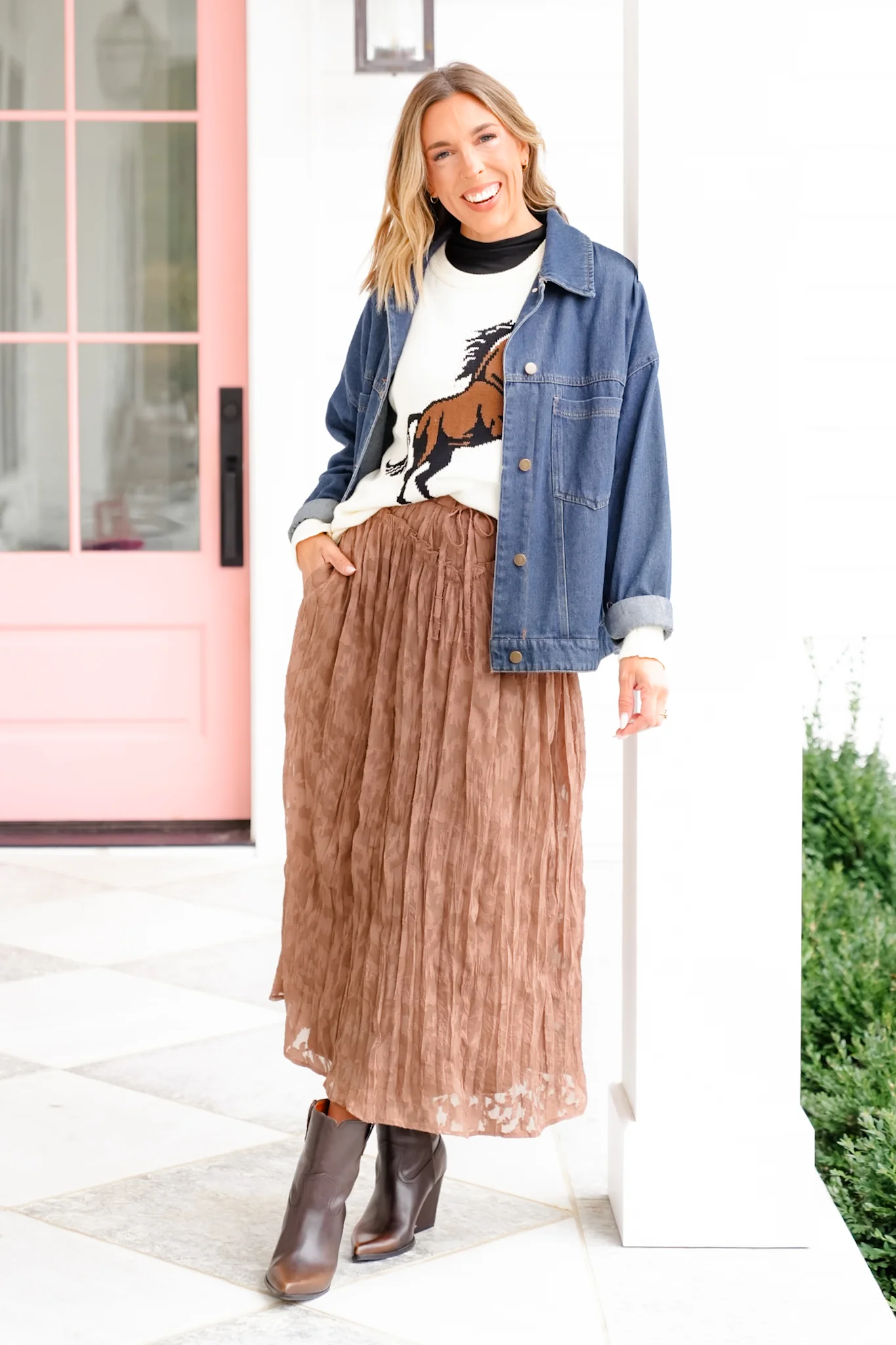 Lace Ruffle Elastic Waist Maxi Skirt - Image 2