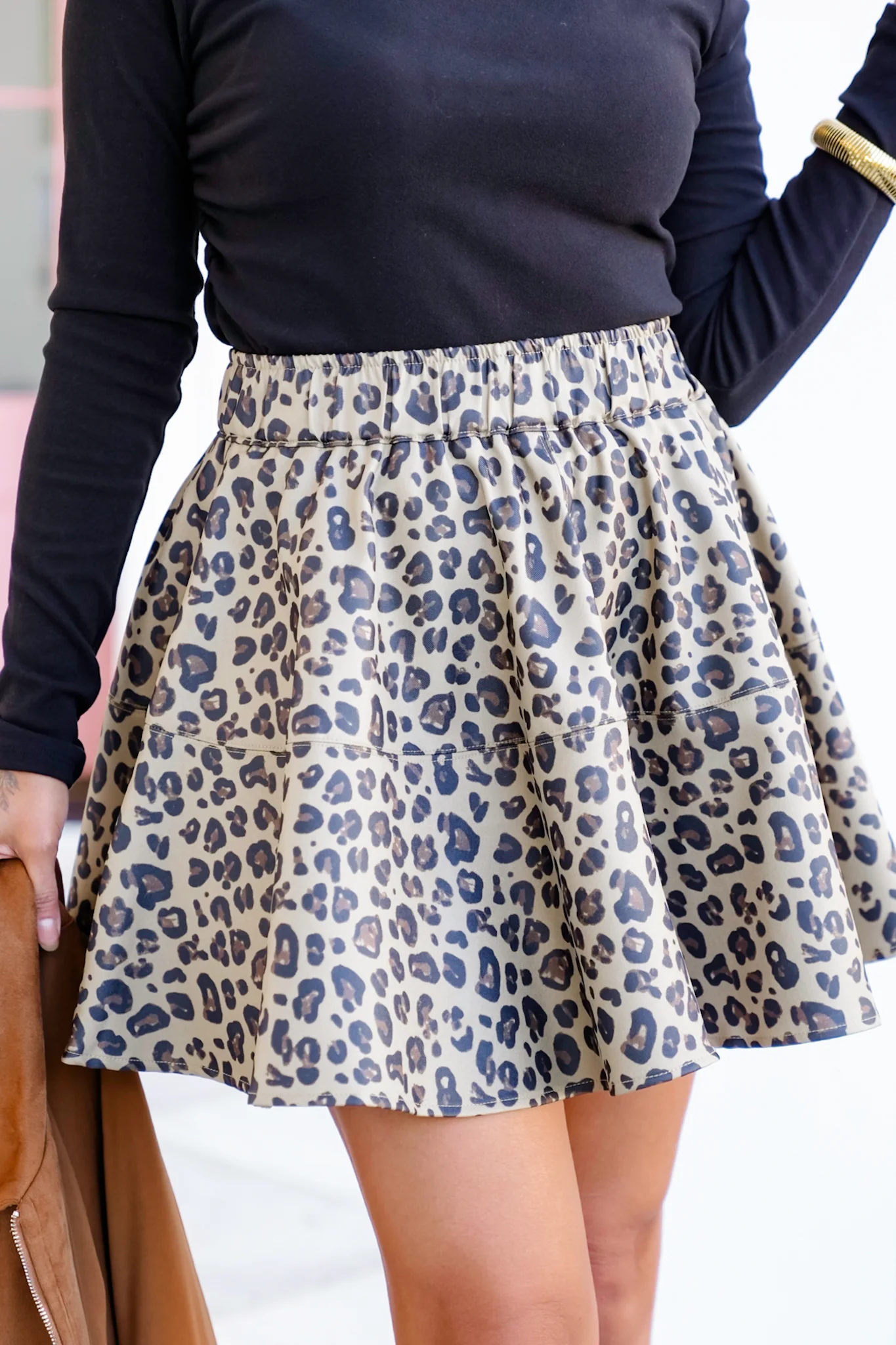 Leopard Print Elastic Waist Mini Skirt - Image 3