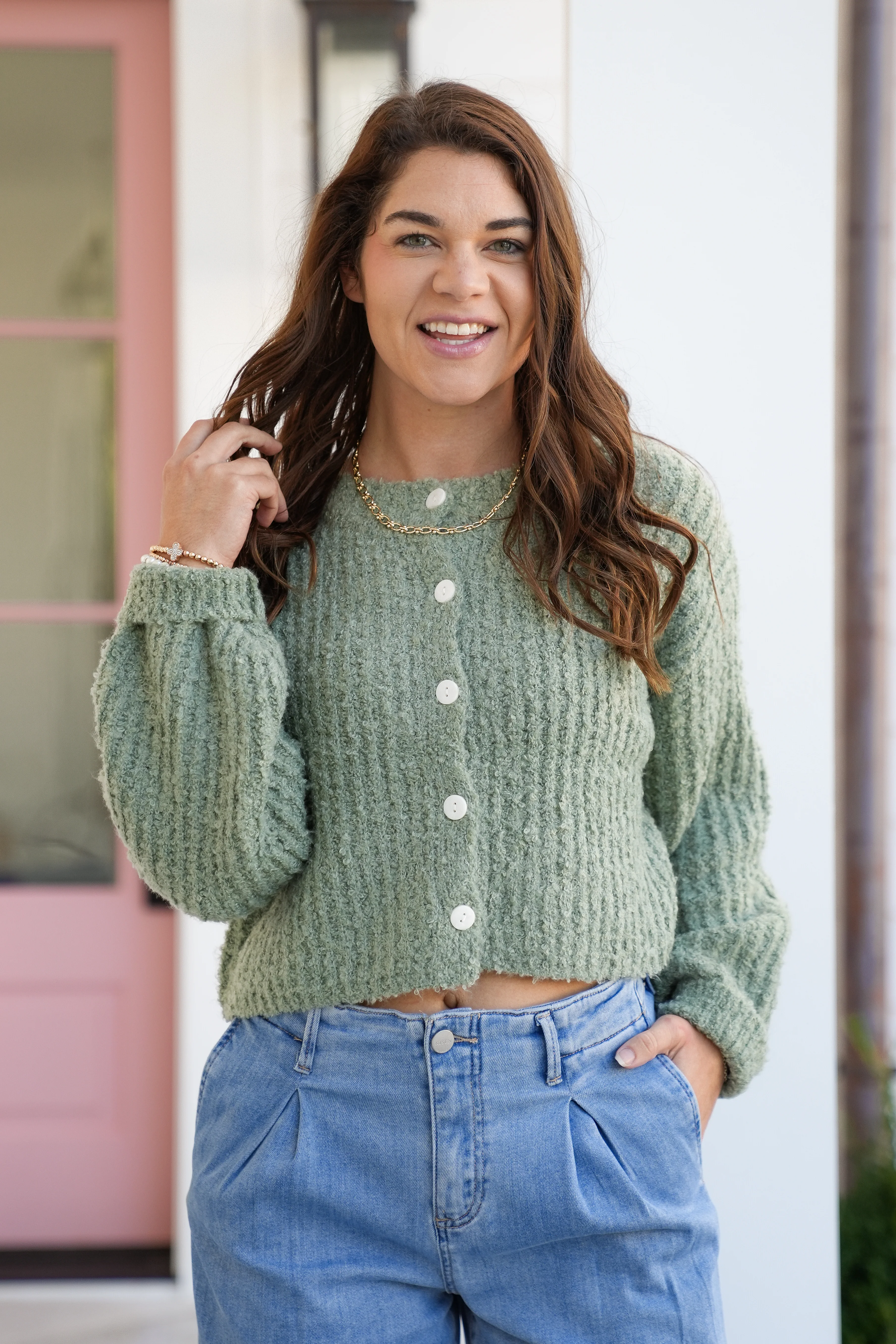 Long Sleeve Button Down Cardigan Sweater - Image 2
