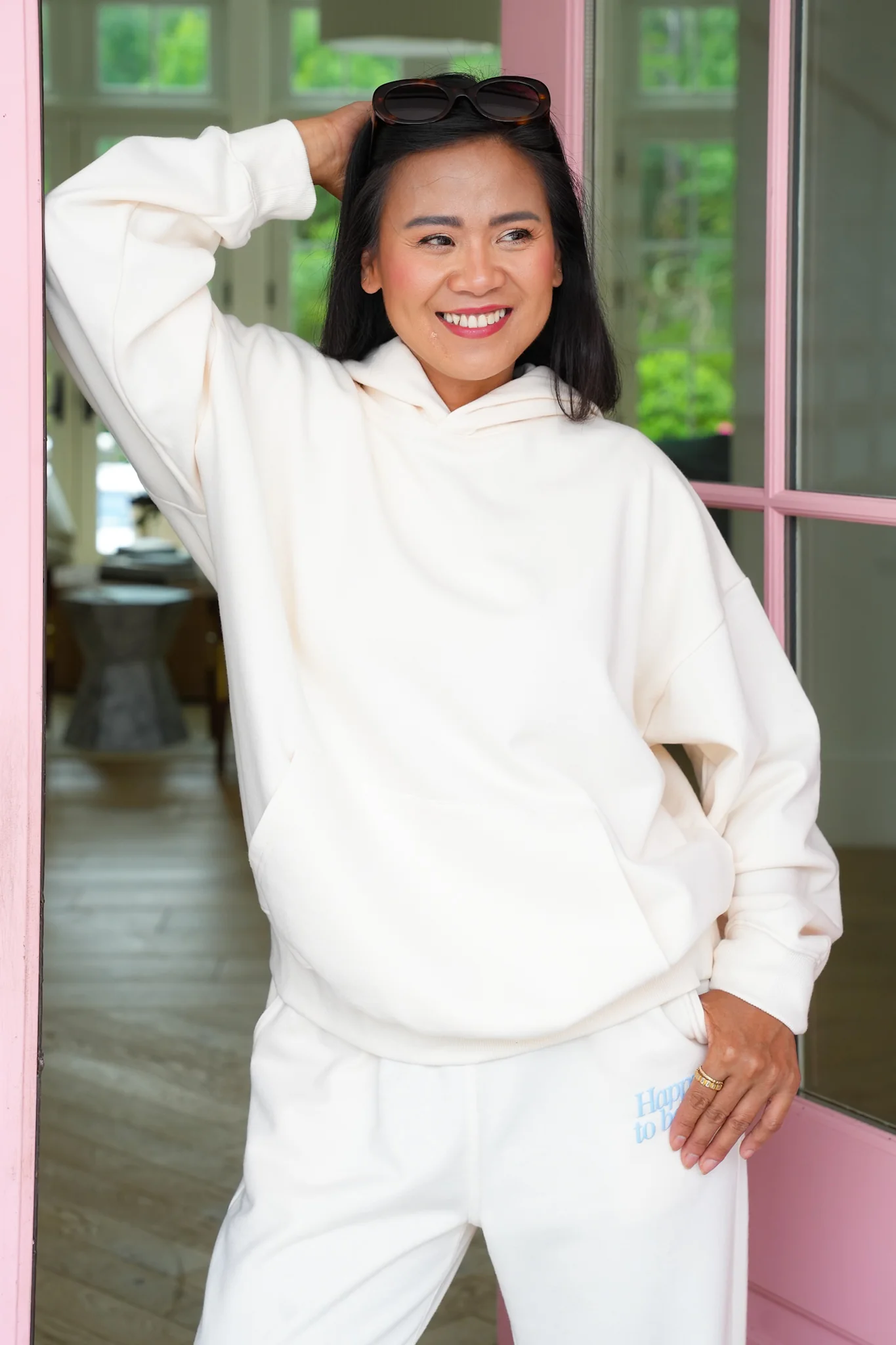Long Sleeve "Happy to Be Here" Hoodie and Pants Set - Image 11