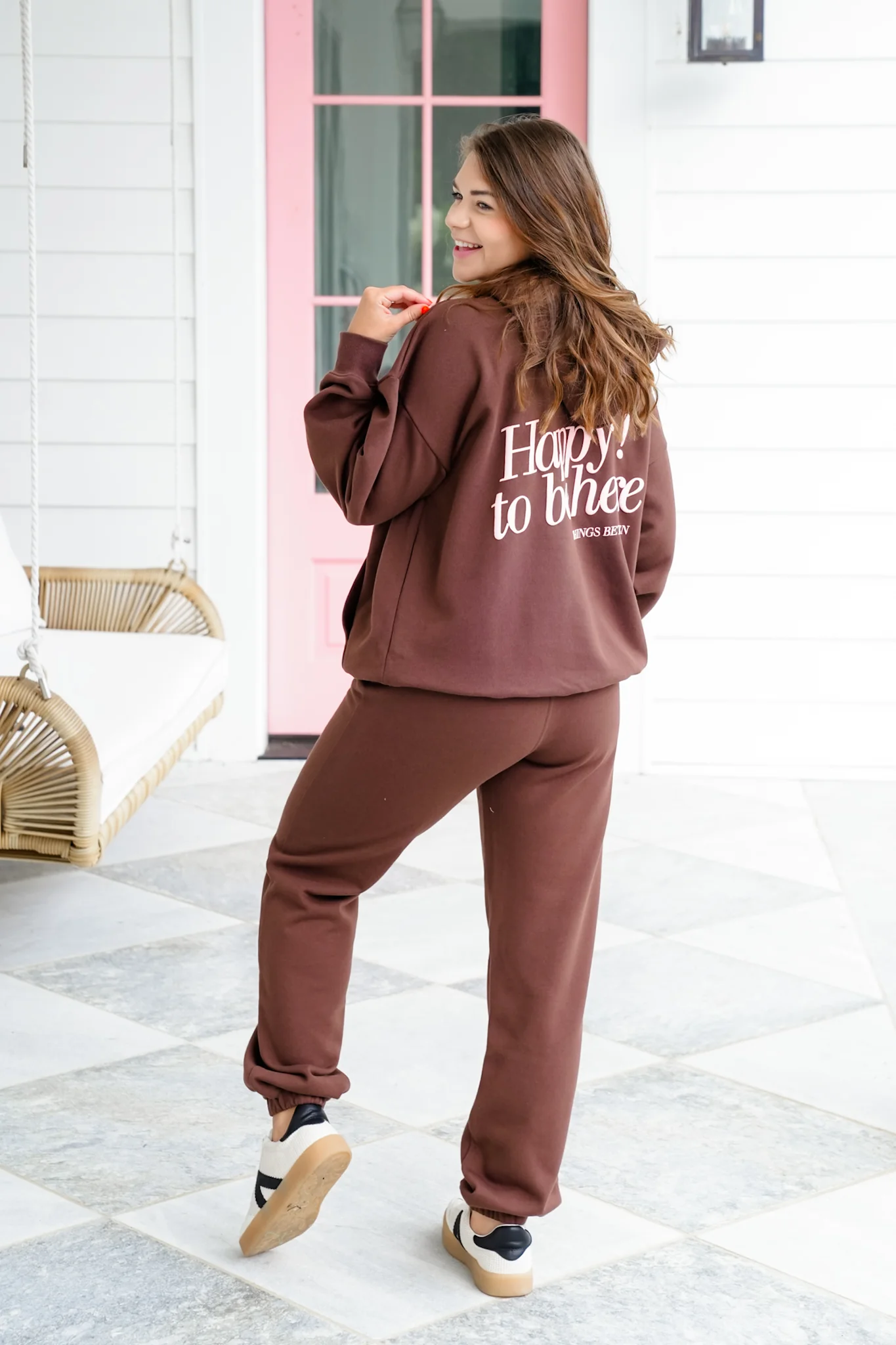 Long Sleeve "Happy to Be Here" Hoodie and Pants Set - Image 5