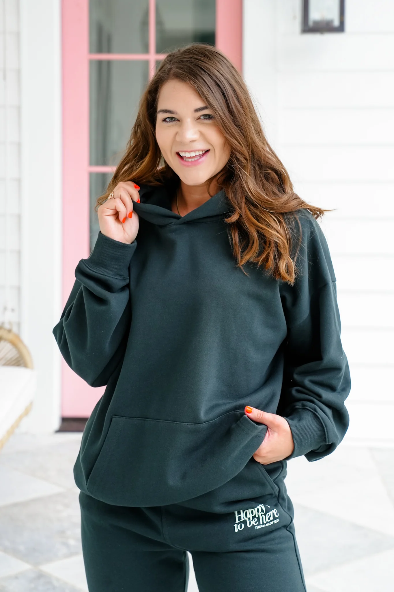 Long Sleeve "Happy to Be Here" Hoodie and Pants Set - Image 6