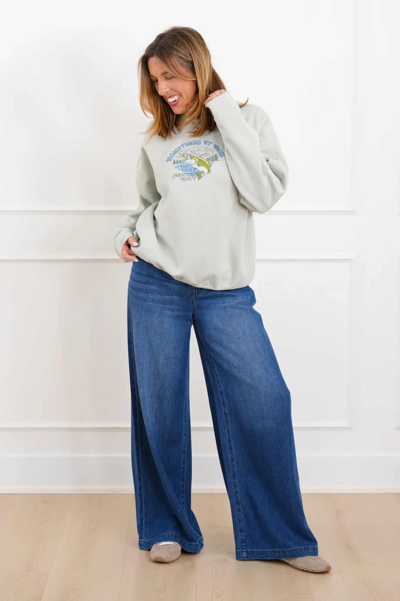 Long Sleeve "Sometimes It Pays" Graphic Pullover Sweatshirt - Image 5