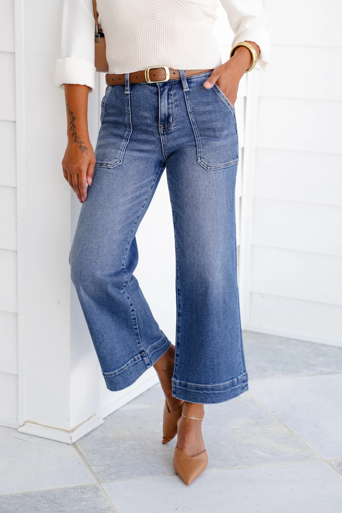 Lovervet Easy Like Sunday High Rise Wide Leg Crop Jeans with Utility Pocket - Image 6