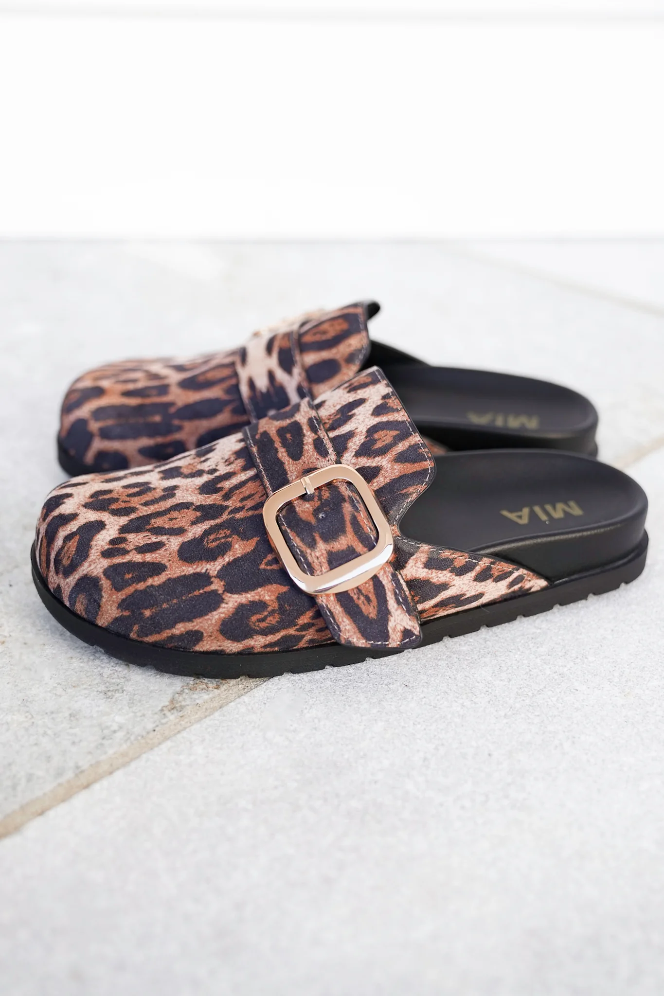 MIA Animal Print Slip On Clog with Buckle Detail - Image 4