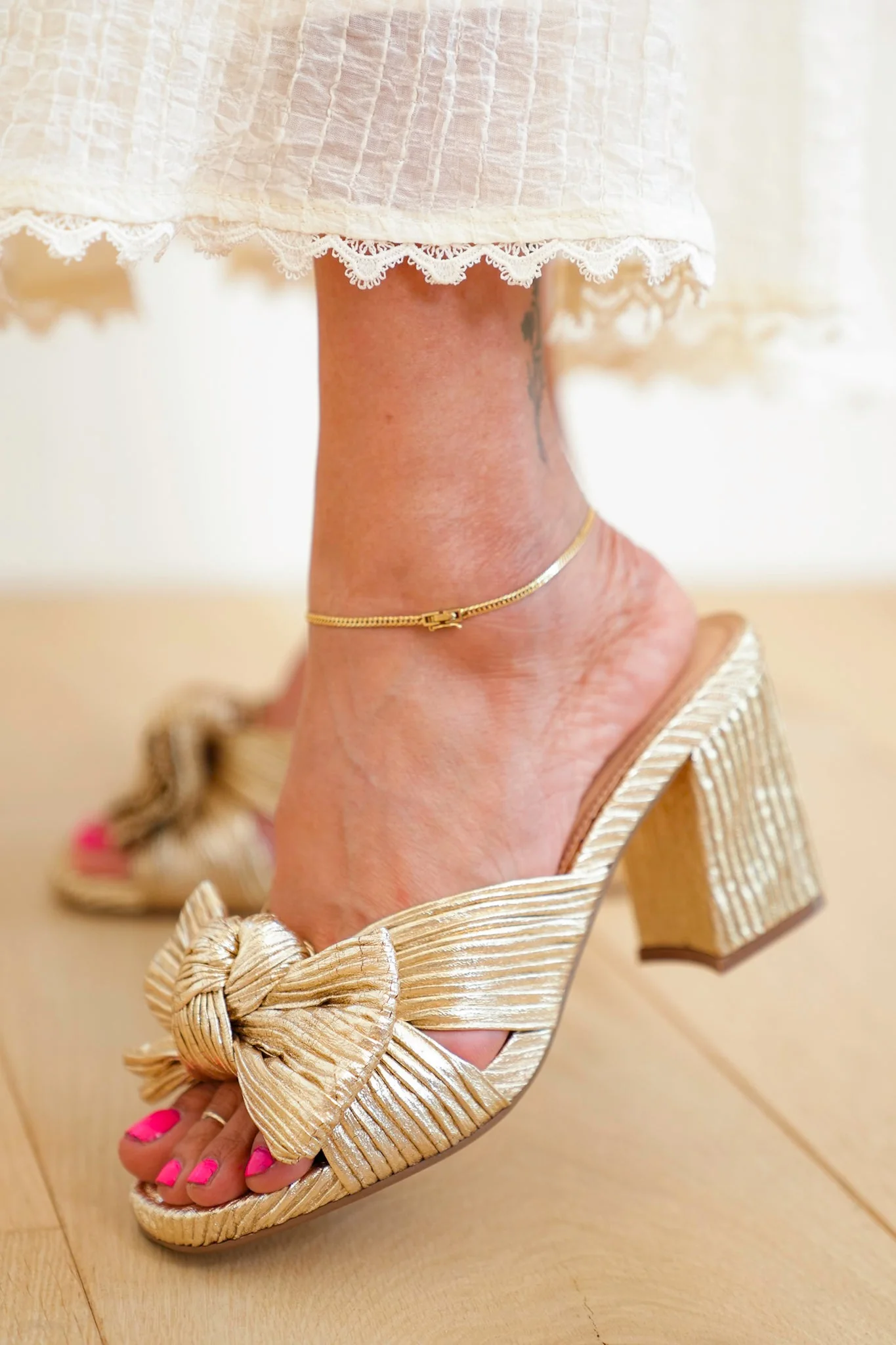 MIA Chic Pleated Open Toe Mule with Knotted Bow - Image 14