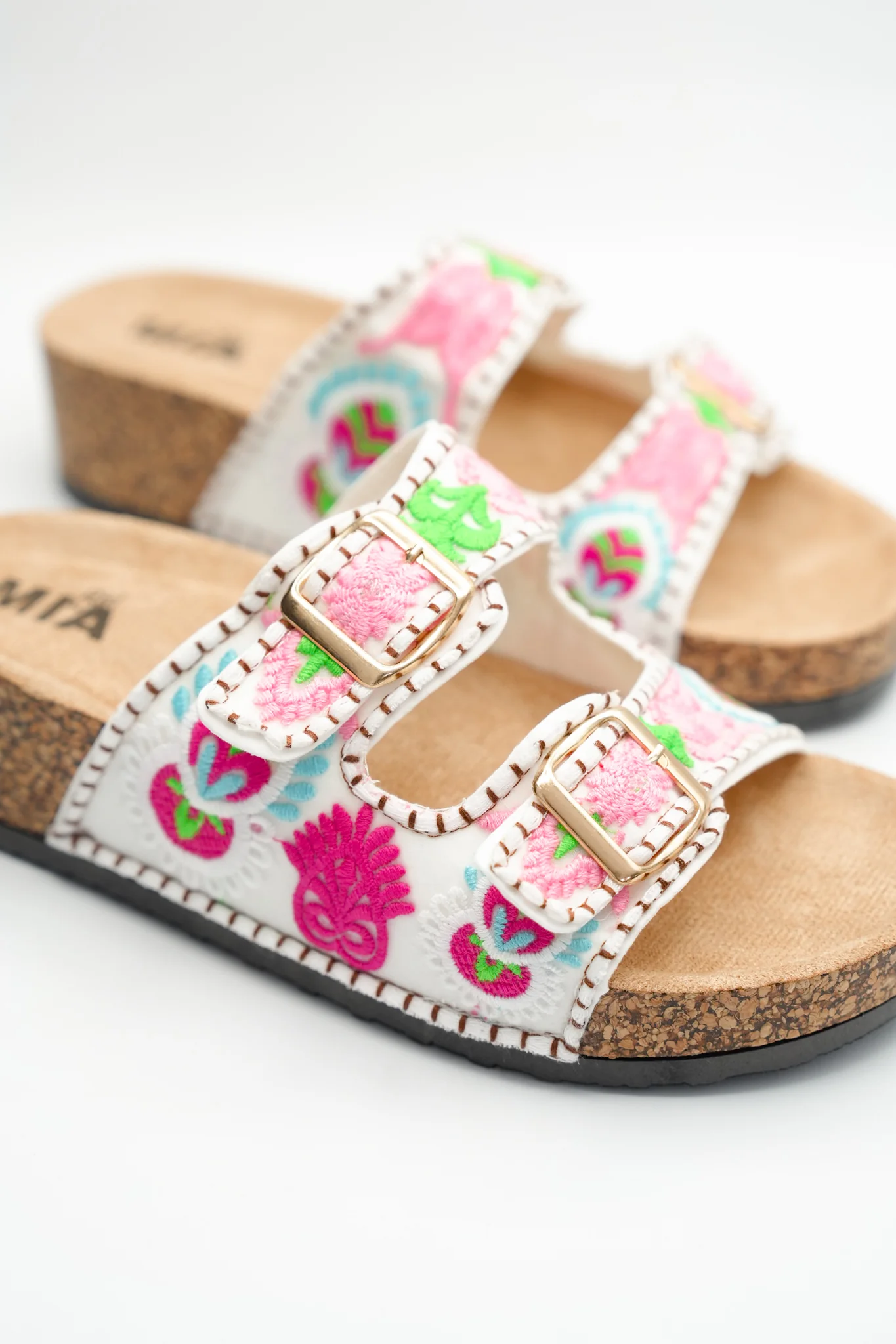 MIA Floral Print Double Buckle Cork Platform Sandal - Image 4