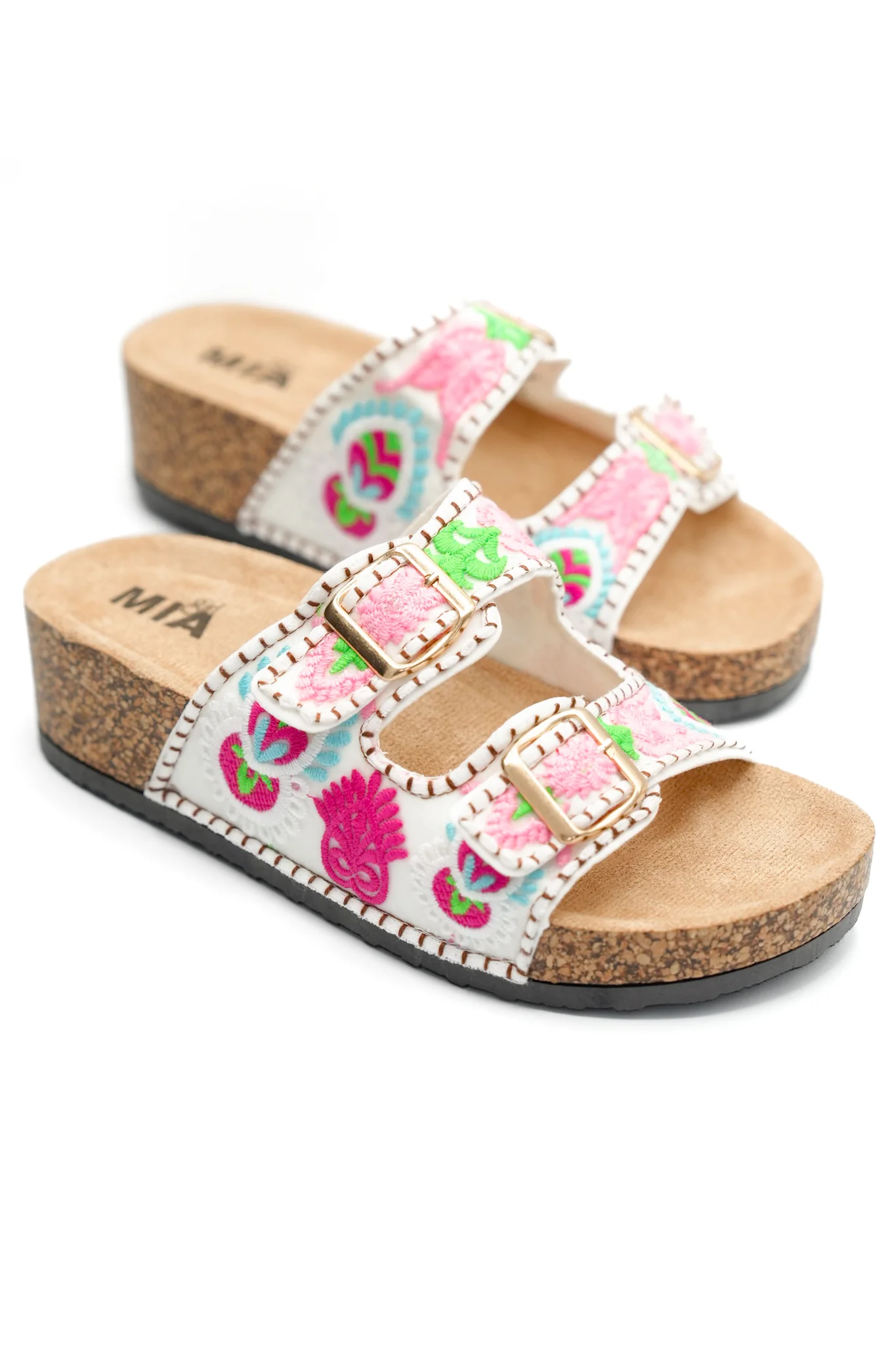 MIA Floral Print Double Buckle Cork Platform Sandal - Image 5