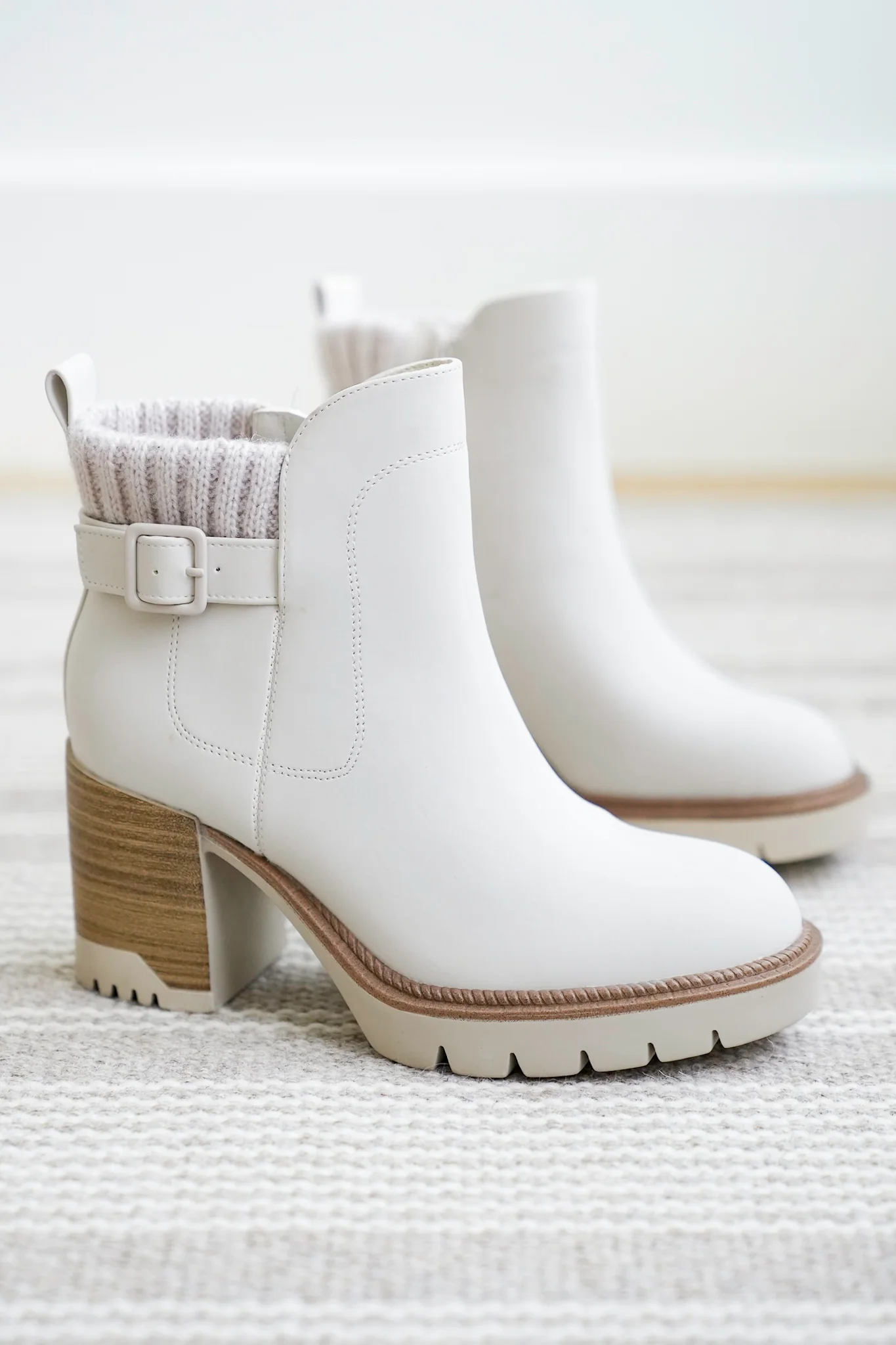 MIA Vegan Leather Ankle Booties with Knit Cuff - Image 3