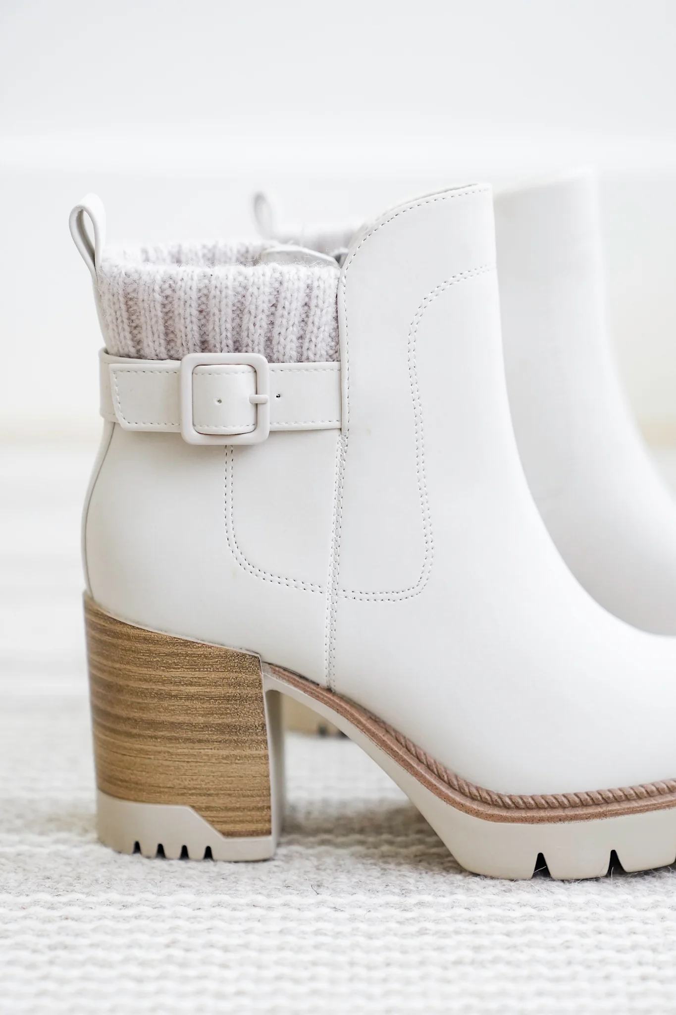 MIA Vegan Leather Ankle Booties with Knit Cuff - Image 4