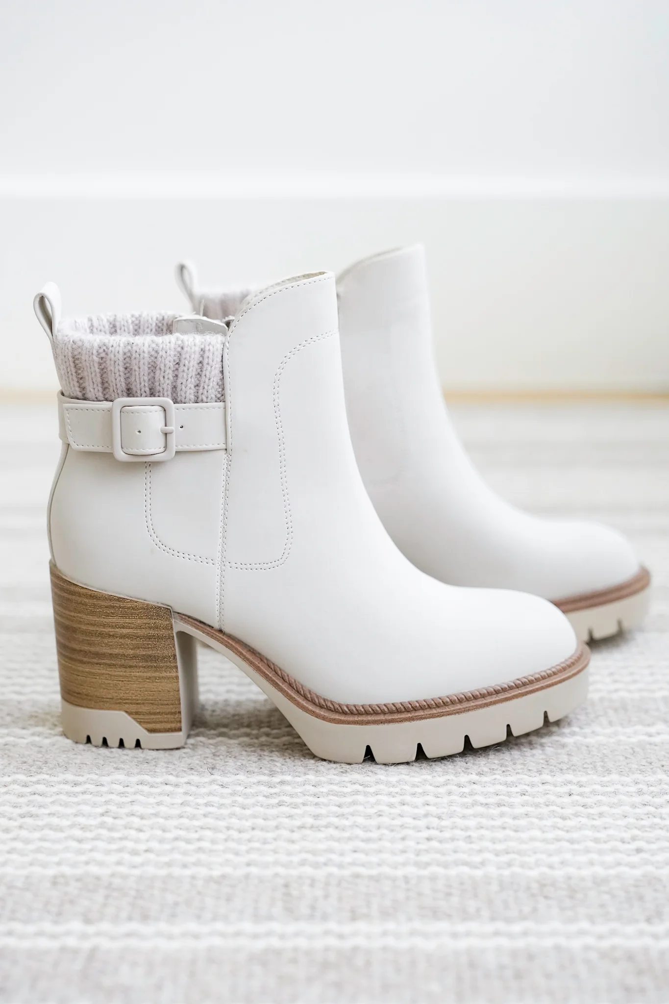 MIA Vegan Leather Ankle Booties with Knit Cuff - Image 6
