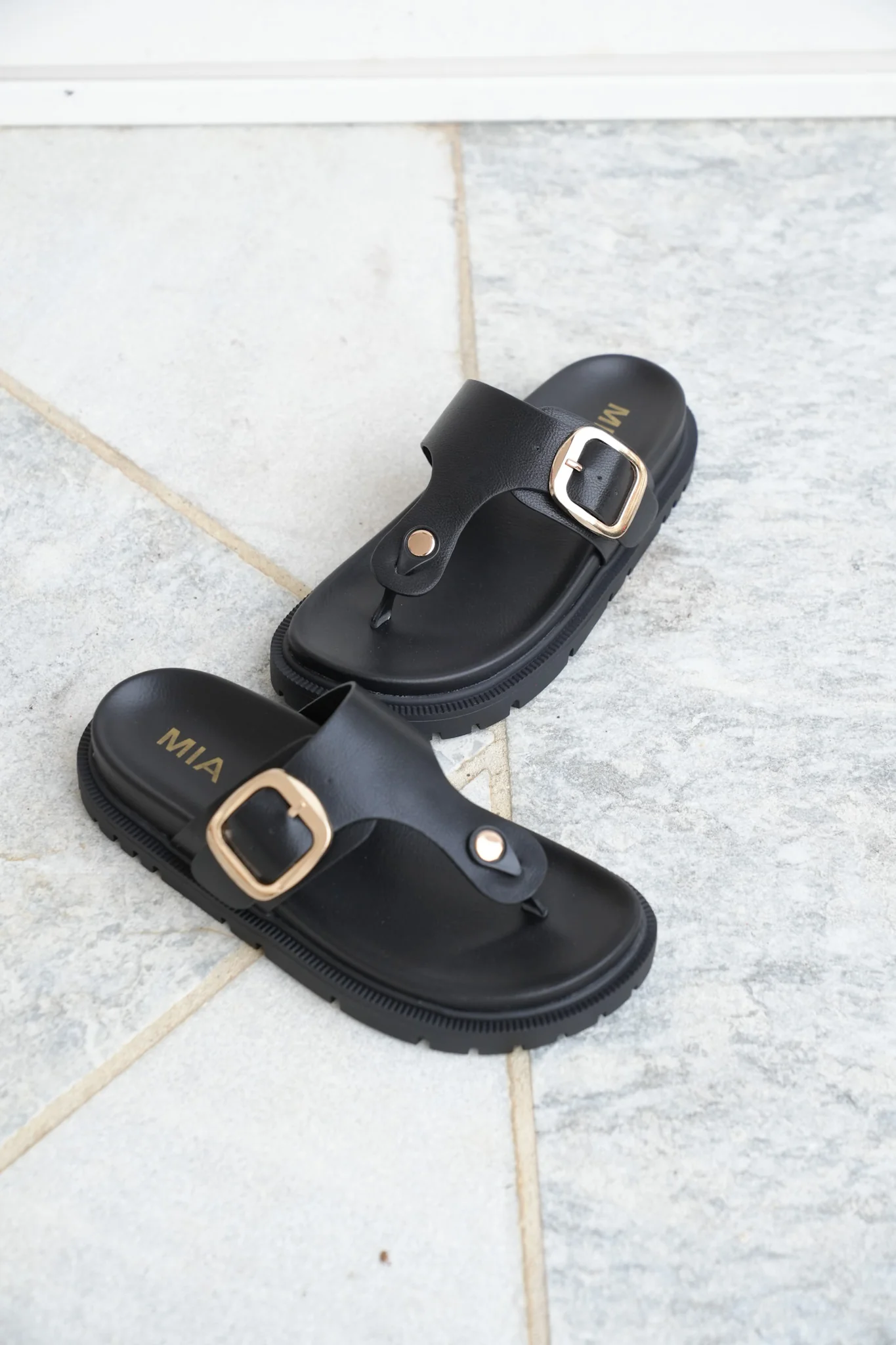 MIA Vegan Leather Buckle Thong Sandal - Image 2