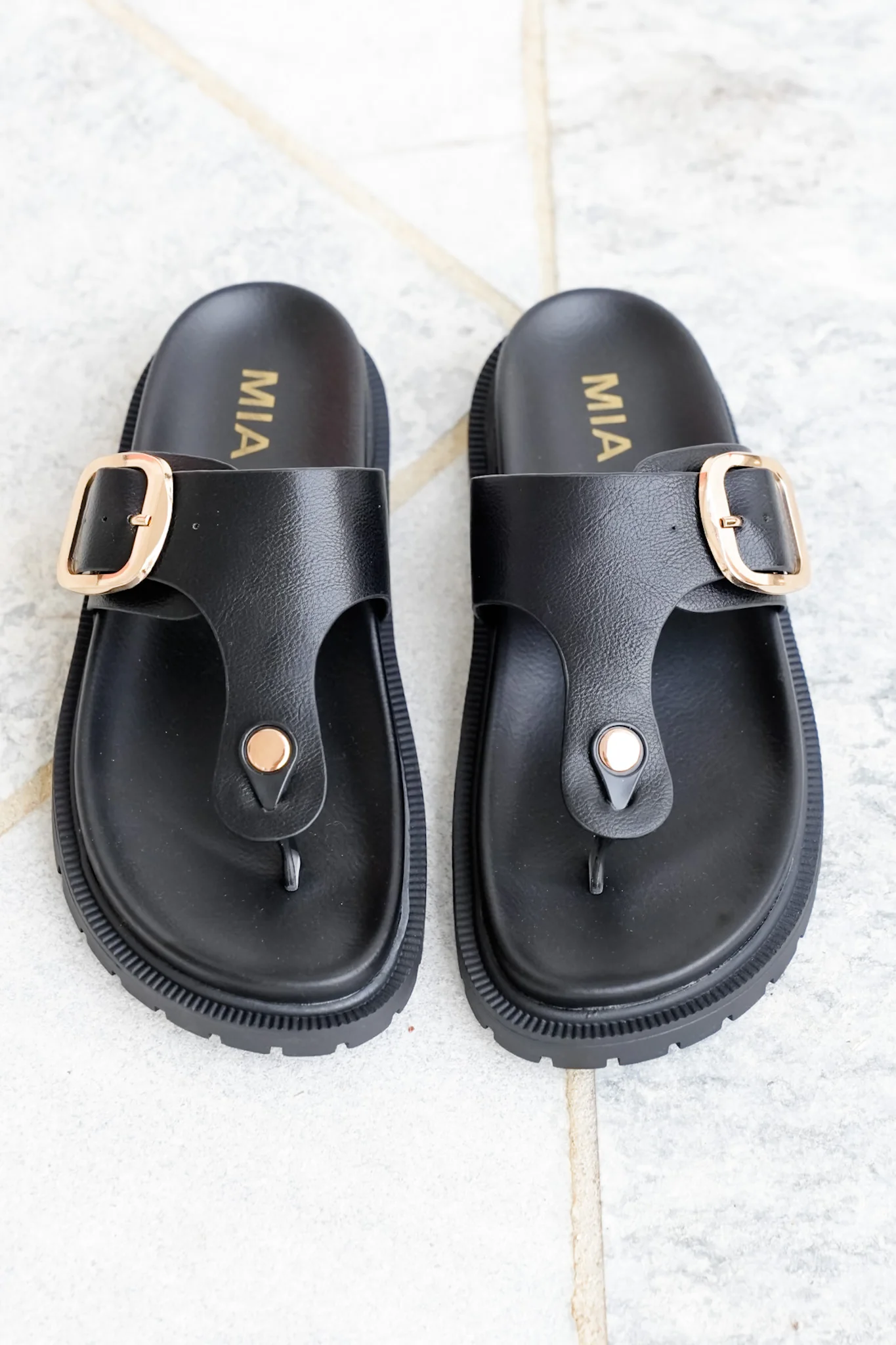 MIA Vegan Leather Buckle Thong Sandal - Image 3