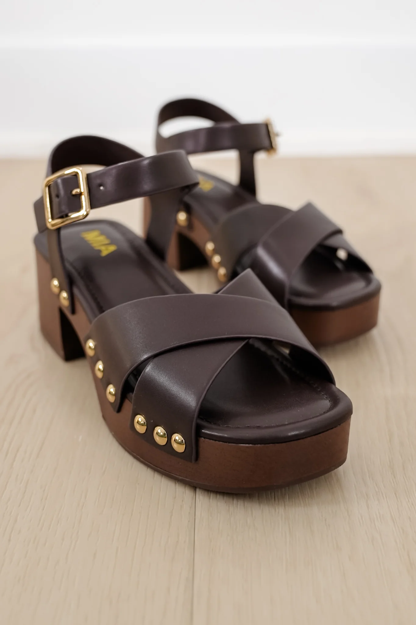 MIA Vegan Leather Platform Sandal with Wooden Block Heel - Image 10