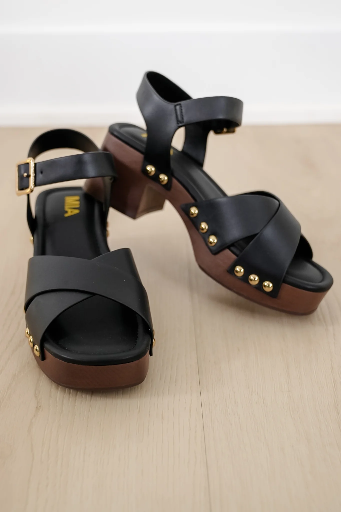 MIA Vegan Leather Platform Sandal with Wooden Block Heel - Image 2