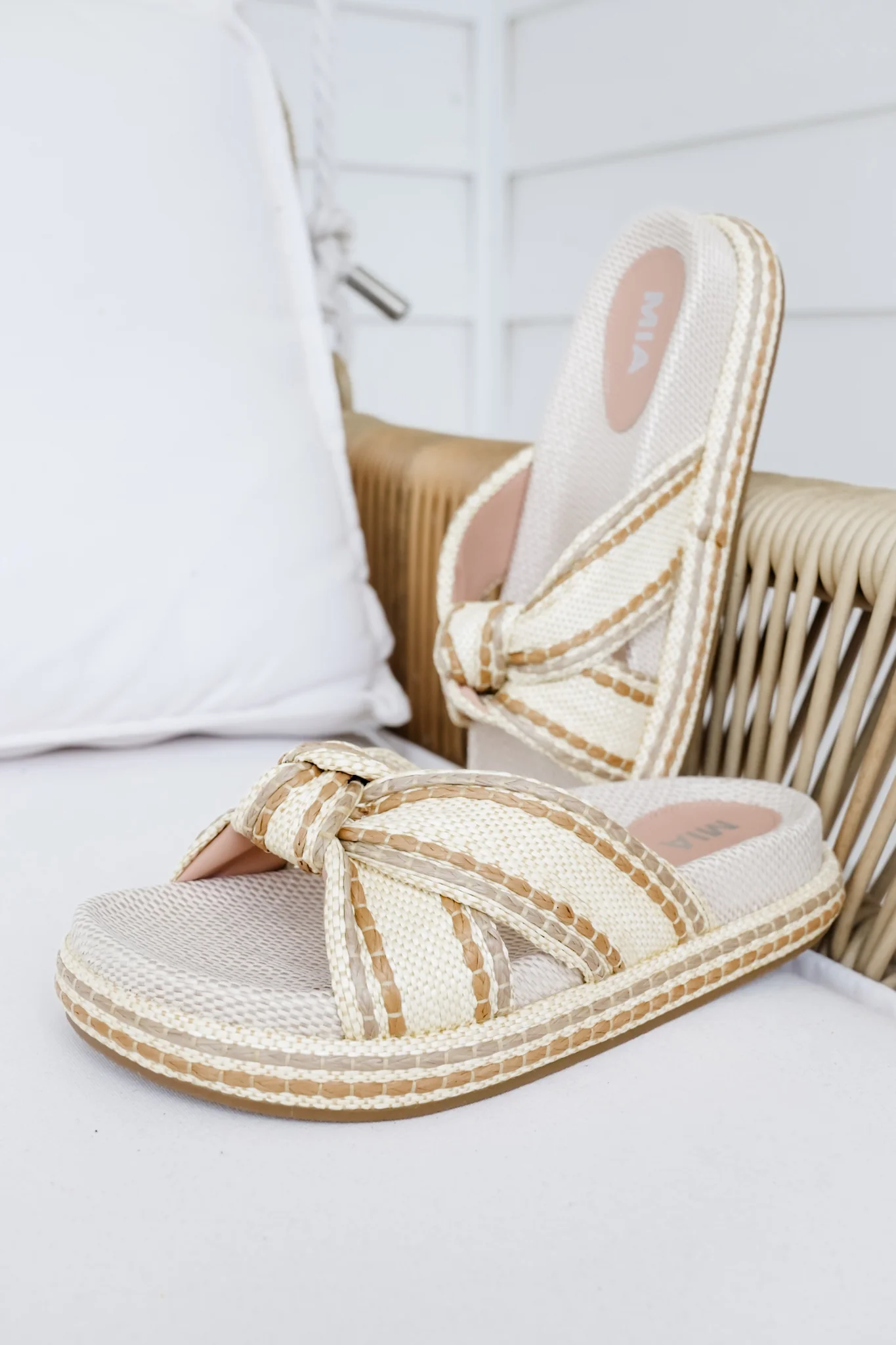 MIA Woven Platform Slide Sandals with Braided Cross-Strap Detail - Image 3