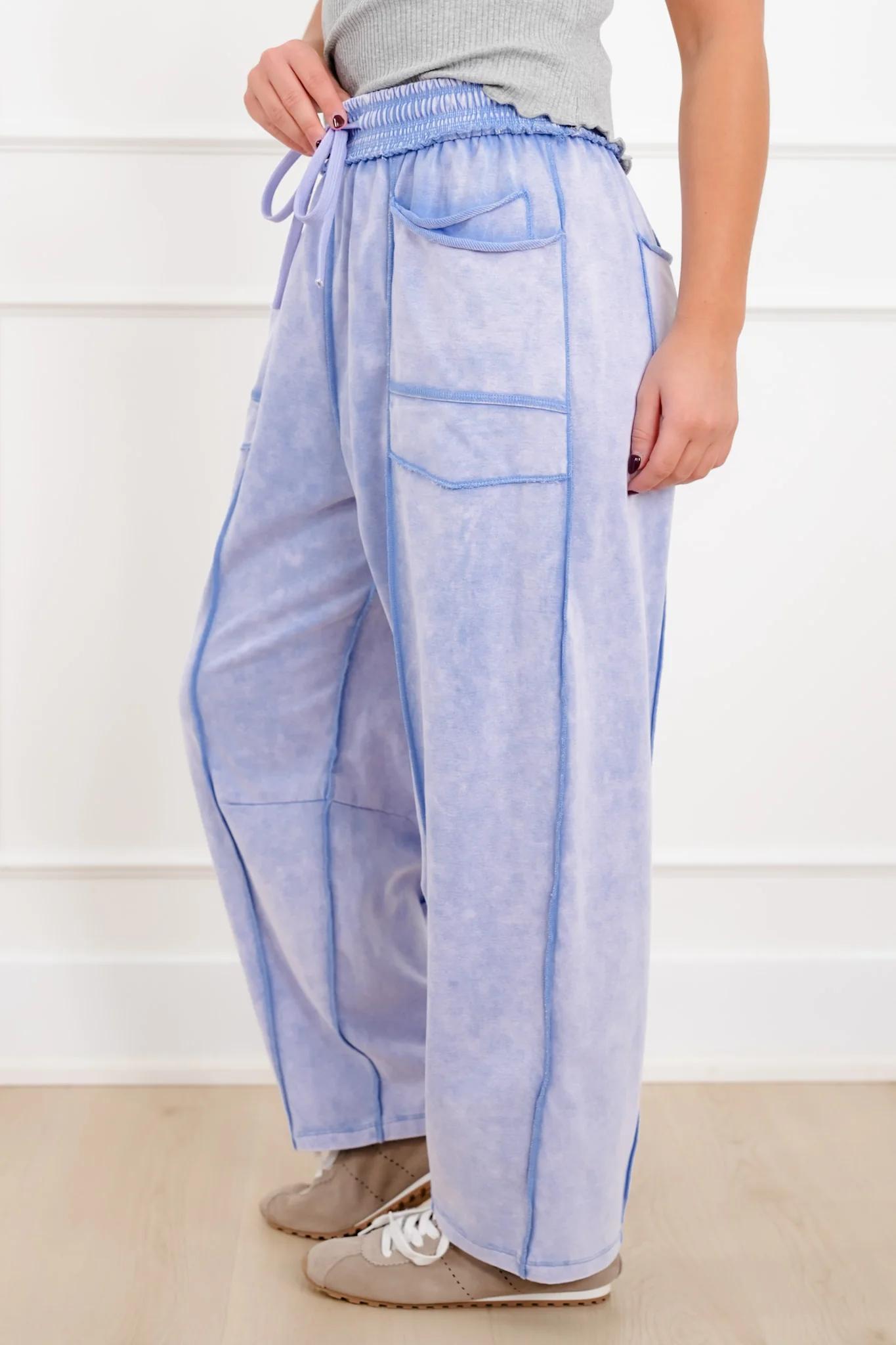 Mineral Wash Elastic Waist Barrel Pants - Image 9